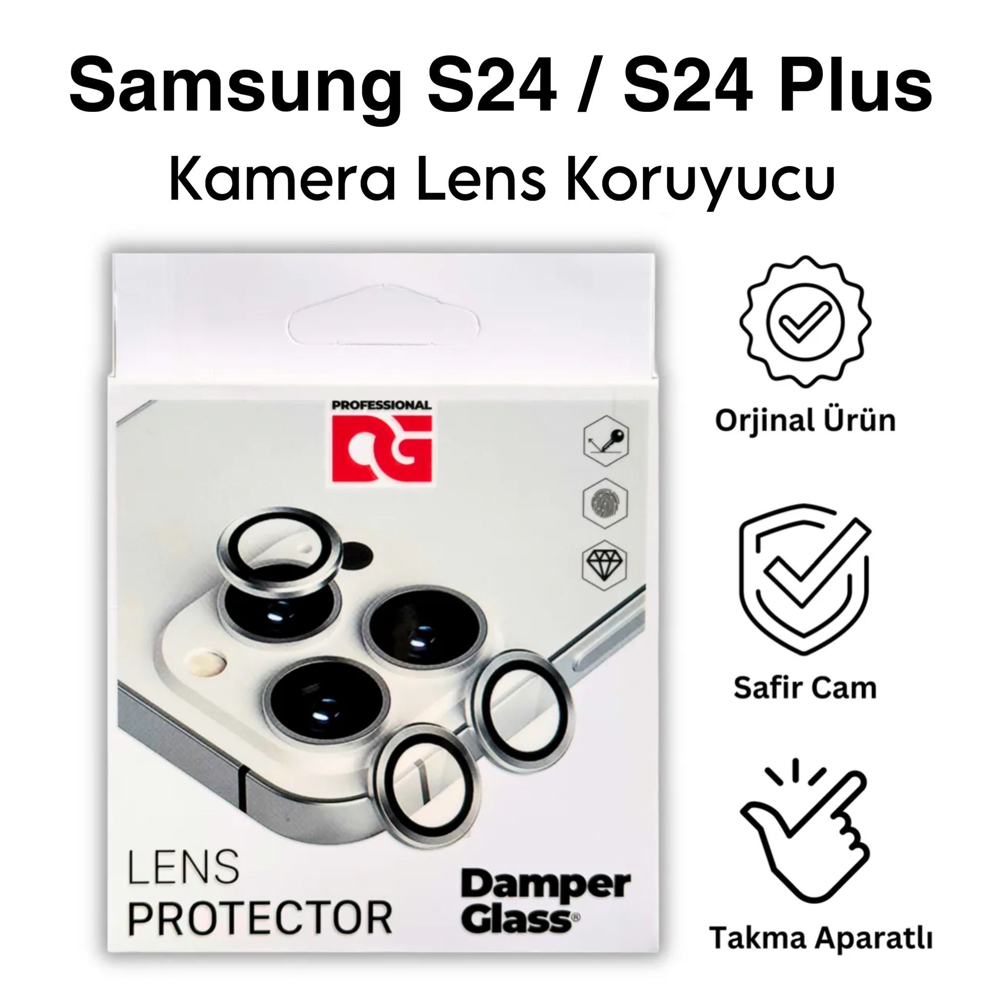 DamperGlass Premium Safir Lens Koruyucu for Samsung S24 / S24 Plus