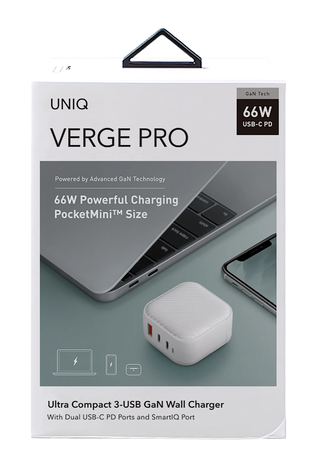 Uniq Verge Pro GaN66 2 Adet 65W Type-C ve 1 Adet 36W USB 3.0 Çıkışlı Hızlı Şarj Aleti