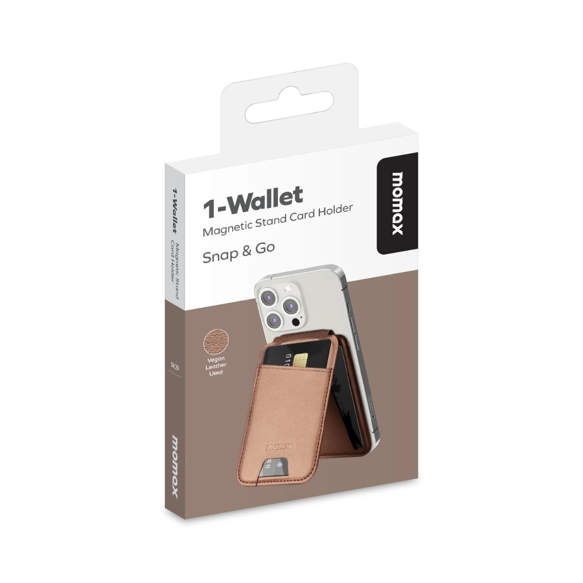 MOMAX Wallet Magnetic stand card holder Magsafe Kartlık - Çöl Titanyum 