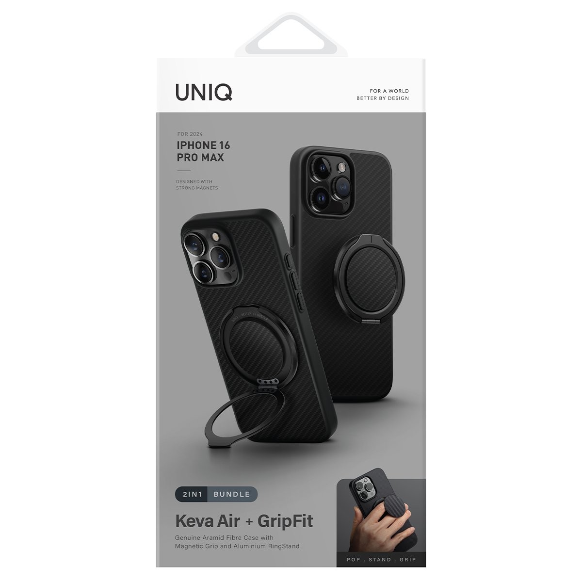 Uniq iPhone 16 Pro Keva Air Magsafe Gripfit Premium Kılıf - Siyah
