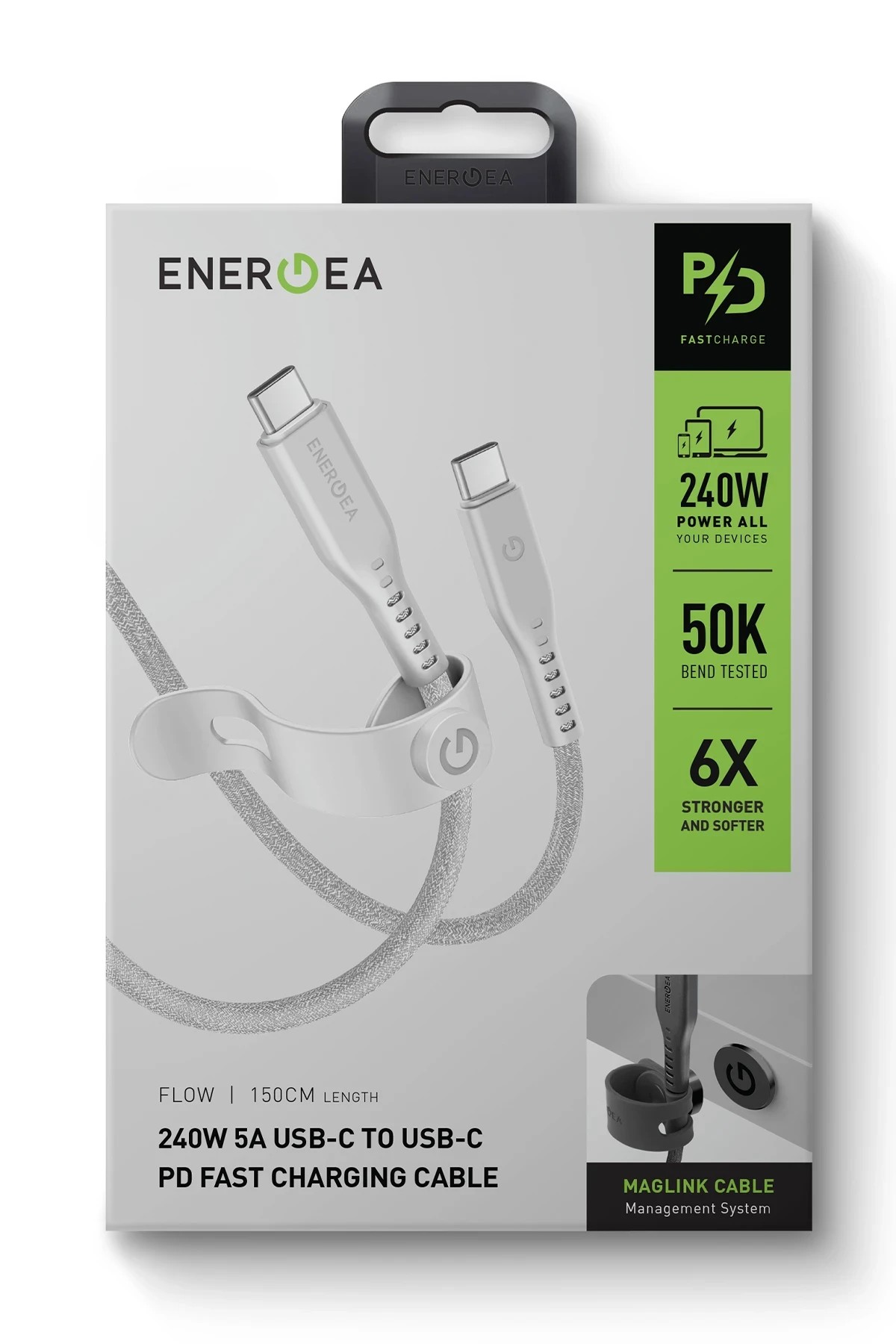 Energea Flow 1.5M 240W Type-C to Type-C PD Hızlı Şarj Kablo