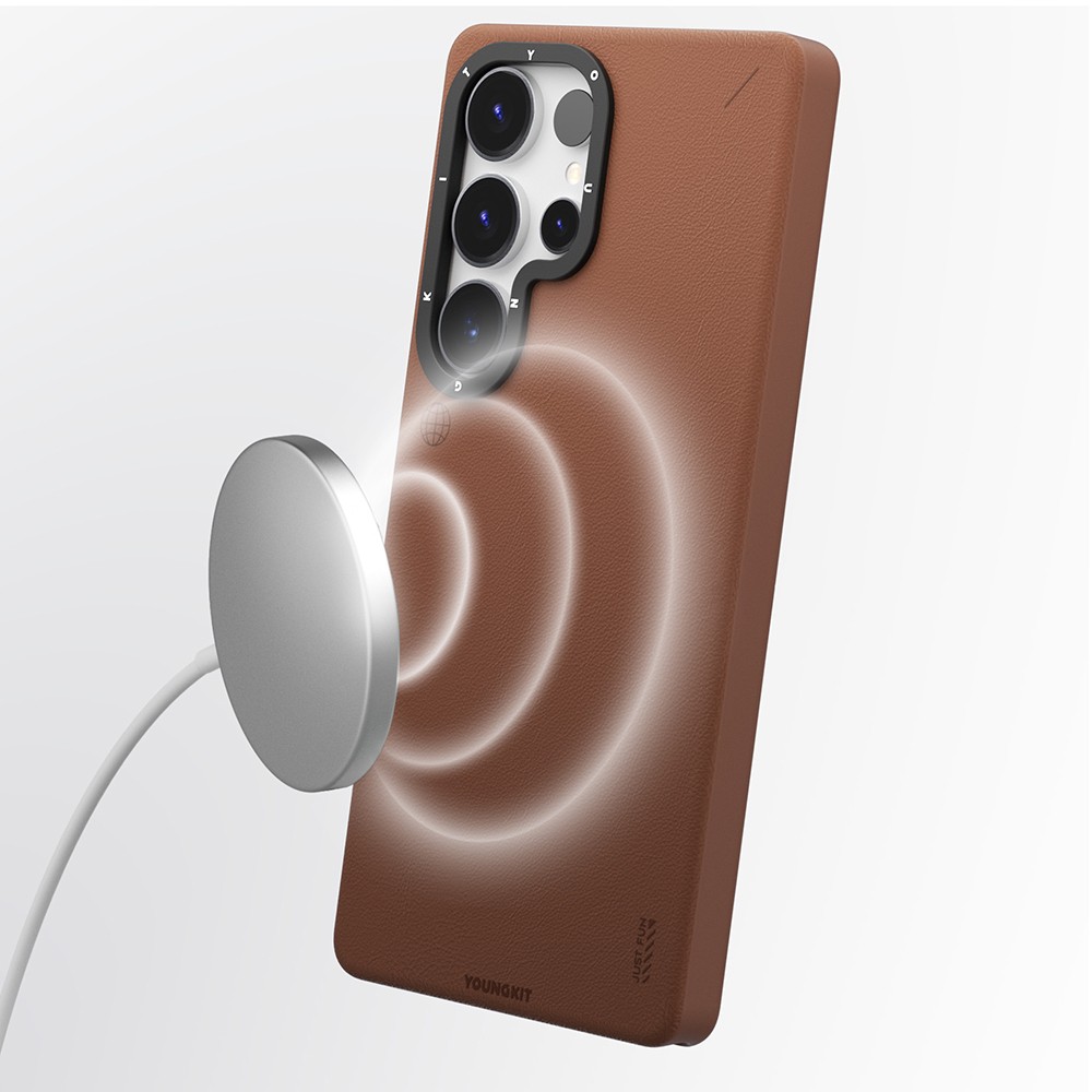 Galaxy S25 Ultra Kılıf Magsafe Şarj Özellikli Basit Mat Deri Desenli Youngkit Tech Fashion Serisi Kapak