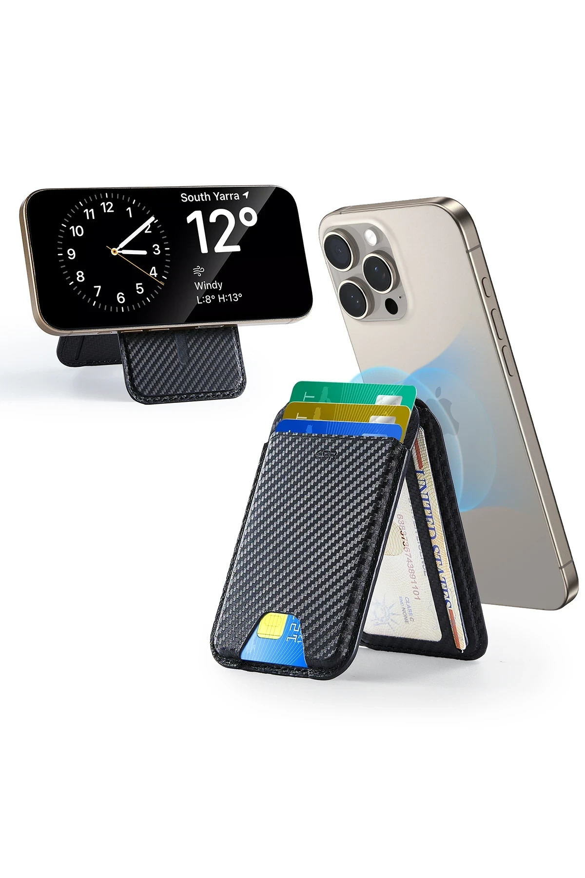 ESR HaloLock Vegan Deri Magsafe Stant Özellikli Karbon Kartlık 