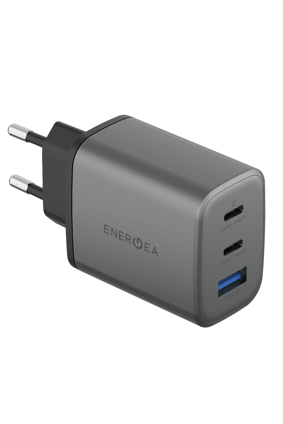 Energea AmpCharge GaN65 2 Adet 65W Type-C ve 30W USB 3.0 Çıkışlı Hızlı Şarj Aleti