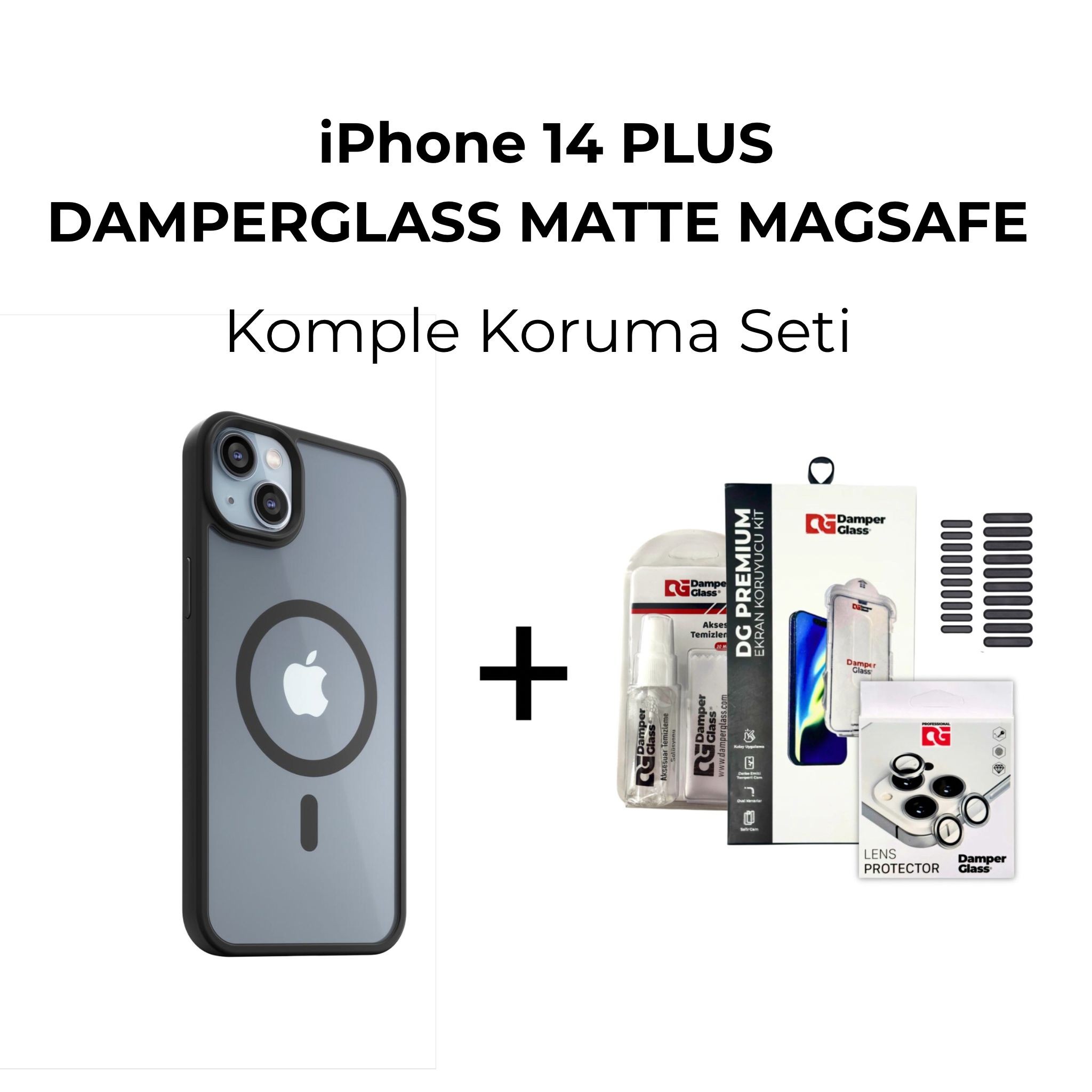 DamperGlass Premium Matte Magsafe Komple Koruma Kombini - iPhone 14 Plus