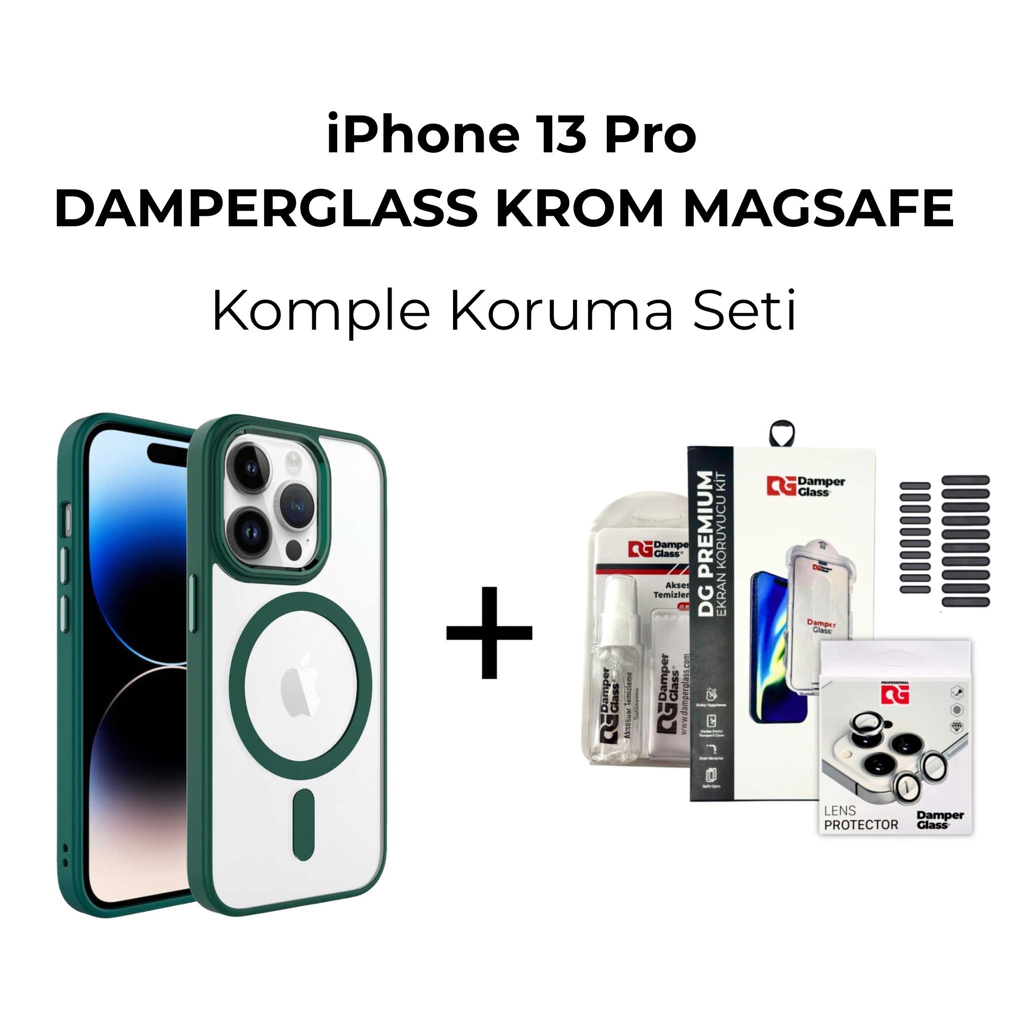 DamperGlass Krom Magsafe Komple Koruma Kombini - iPhone 13 Pro