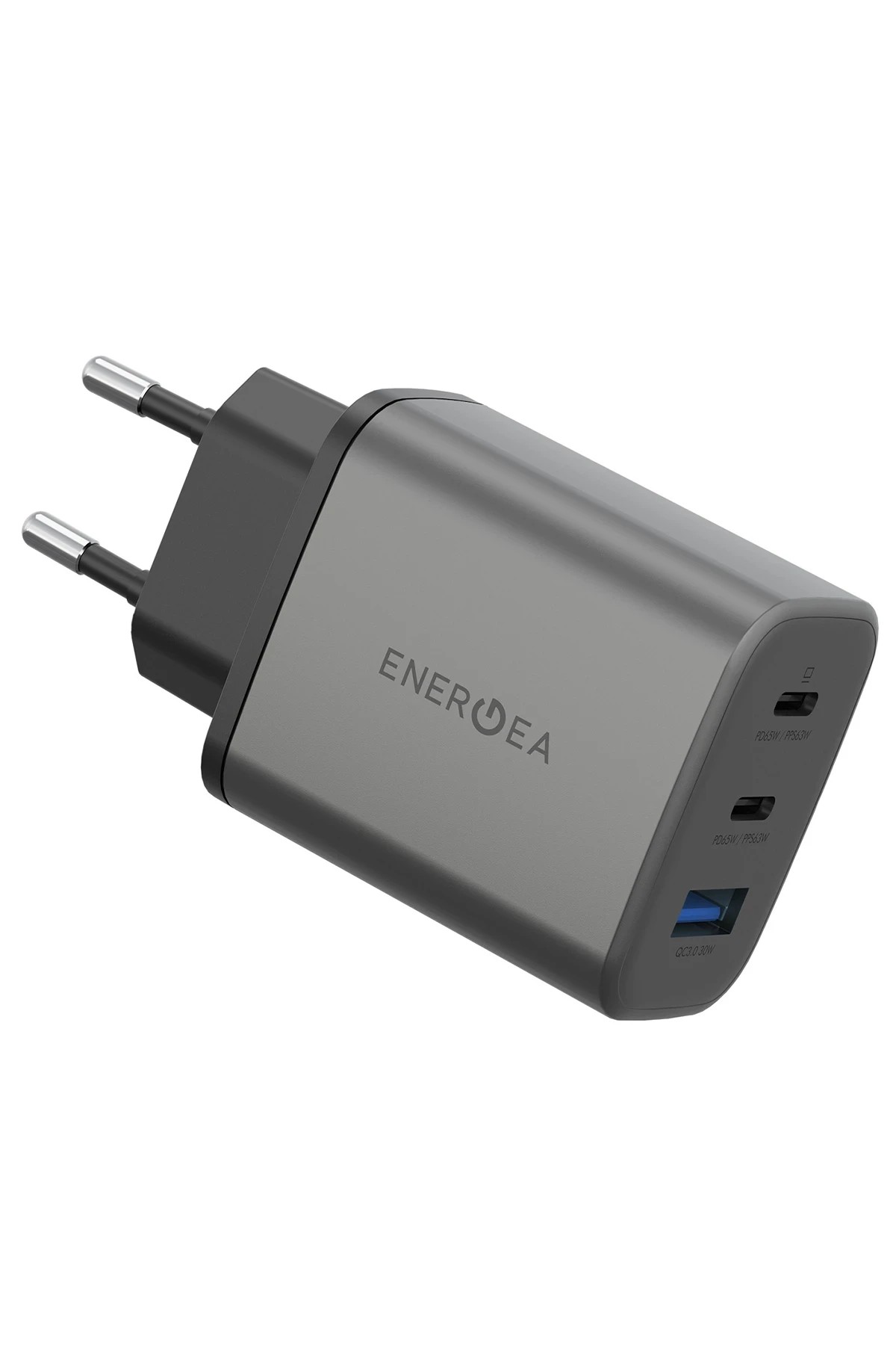 Energea AmpCharge GaN65 2 Adet 65W Type-C ve 30W USB 3.0 Çıkışlı Hızlı Şarj Aleti