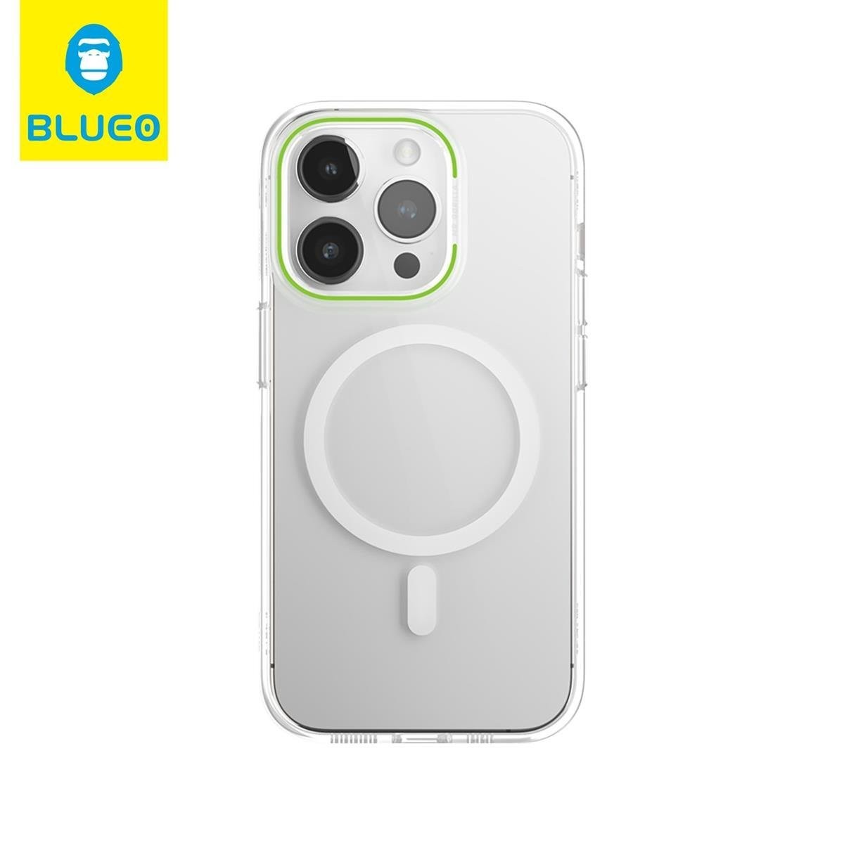 Blueo 14 Pro Uyumlu Yeşil B49 Ultra Clear Anti-Drop Magsafe Kılıf
