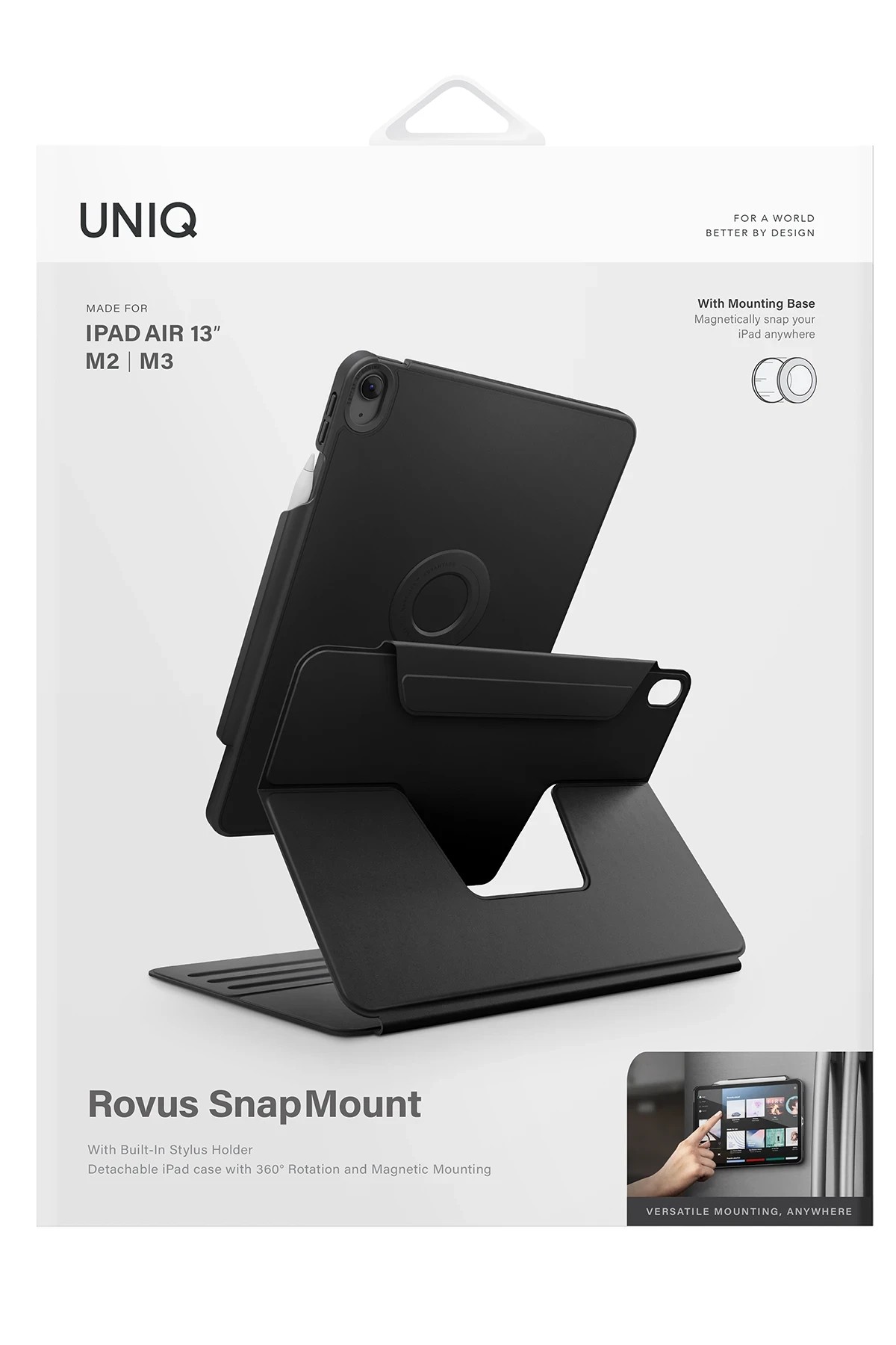 Uniq iPad Rovus Snapmount 360 Derece Dönebilen Manyetik Tablet Kılıf - Gri