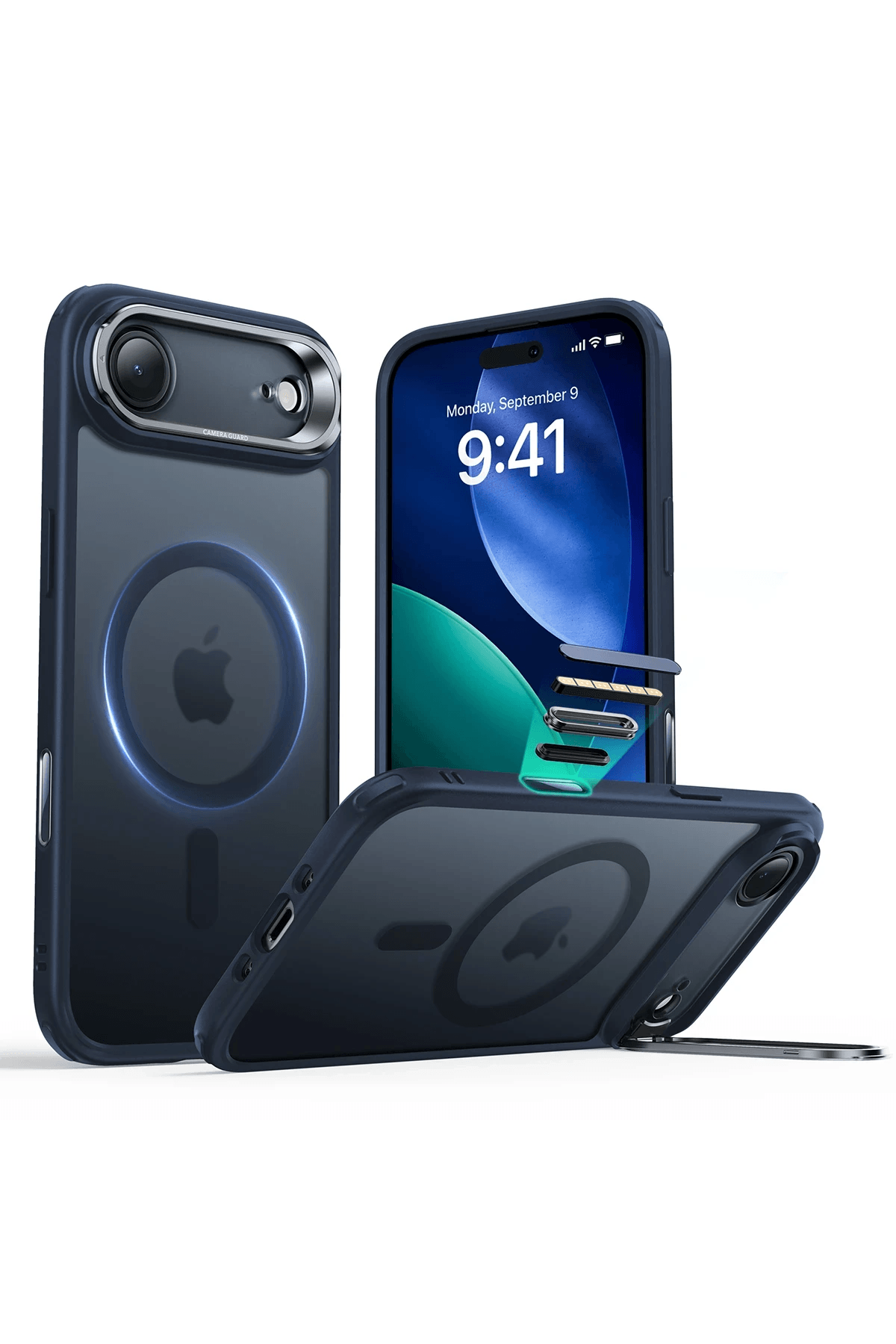 ESR Classic Hybrid Matte Magsafe Standlı Kapak - iPhone 17 Air - Mavi