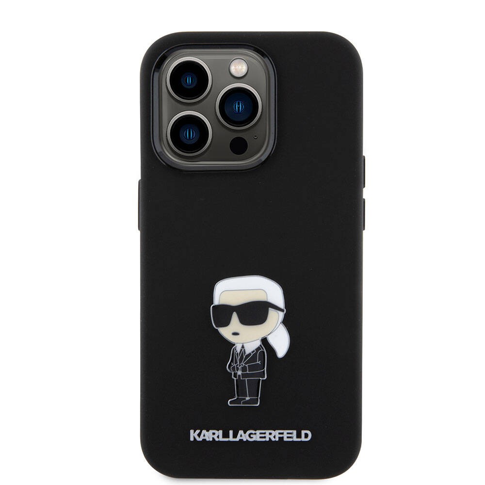 Apple iPhone 15 Pro Kılıf Karl Lagerfeld Silikon İkonik Metal Logo Orjinal Lisanslı Kapak