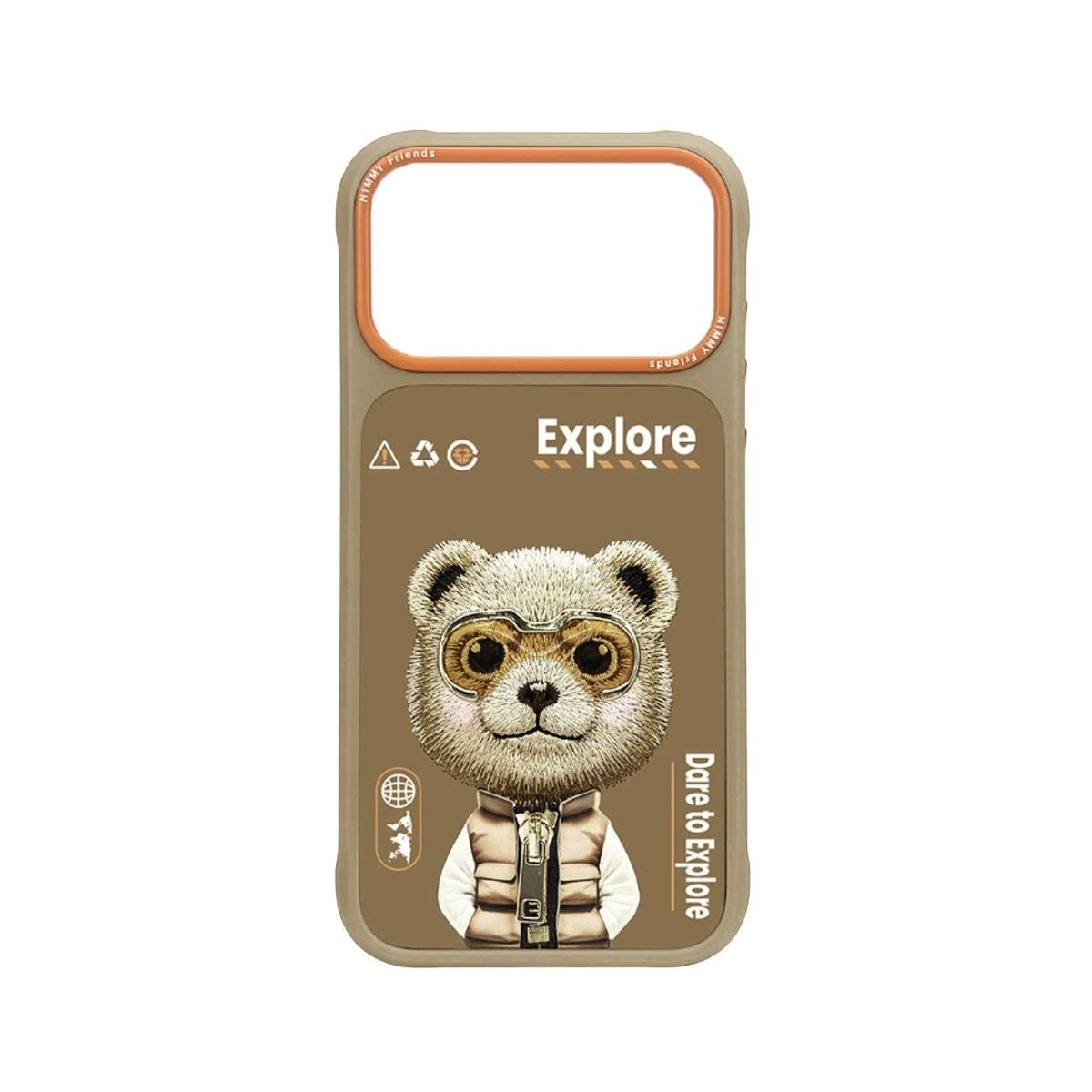 Nimmy Gerçek Nakış Fermuar ve Gözlüklü Bear Cool And Cute 2.0 Telefon Kılıfı - iPhone 17 Pro 