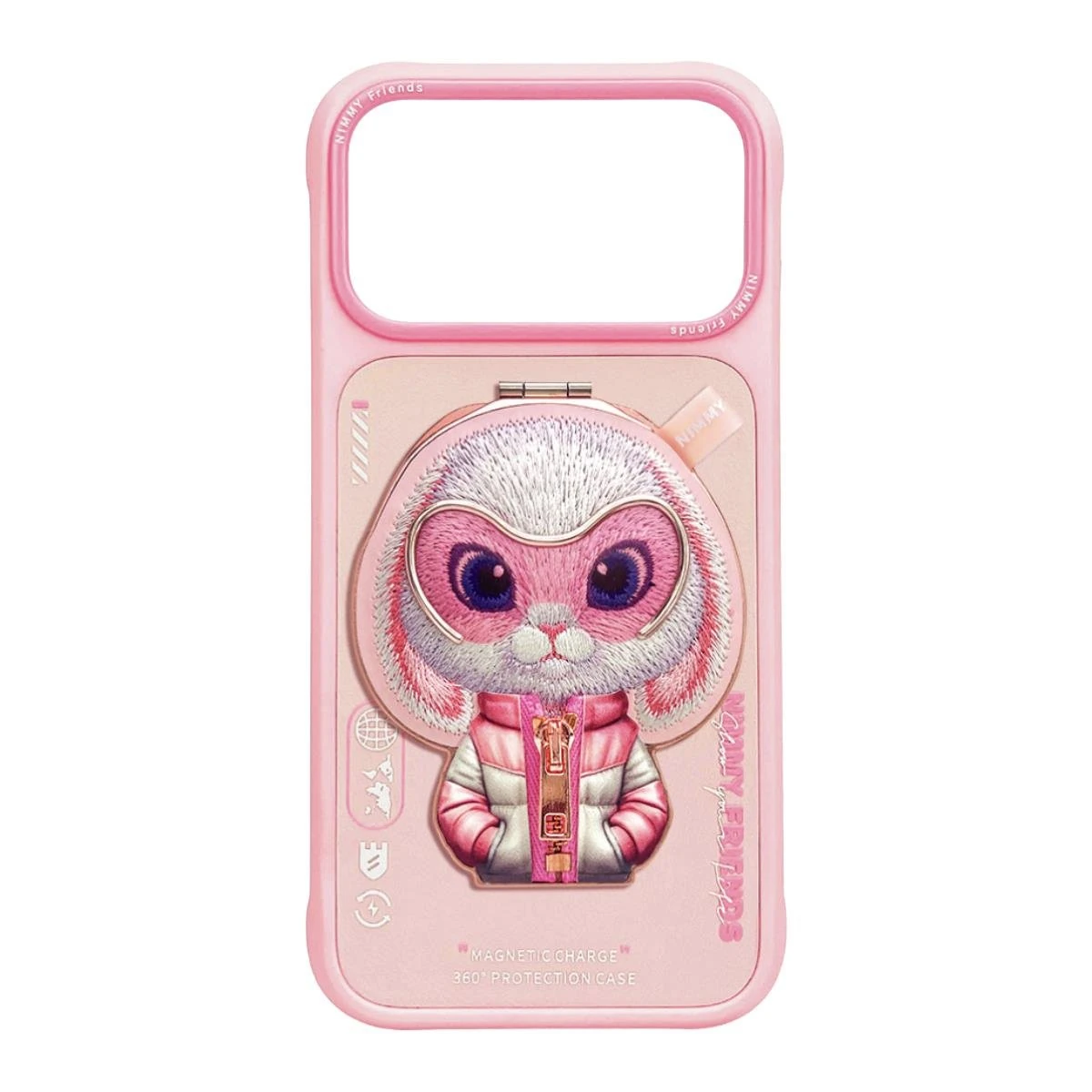 Nimmy MagSafe Özellikli Pembe Tavşan Aparatlı Cool And Cute 2.0 Telefon Kılıfı - iPhone 17 Pro Max