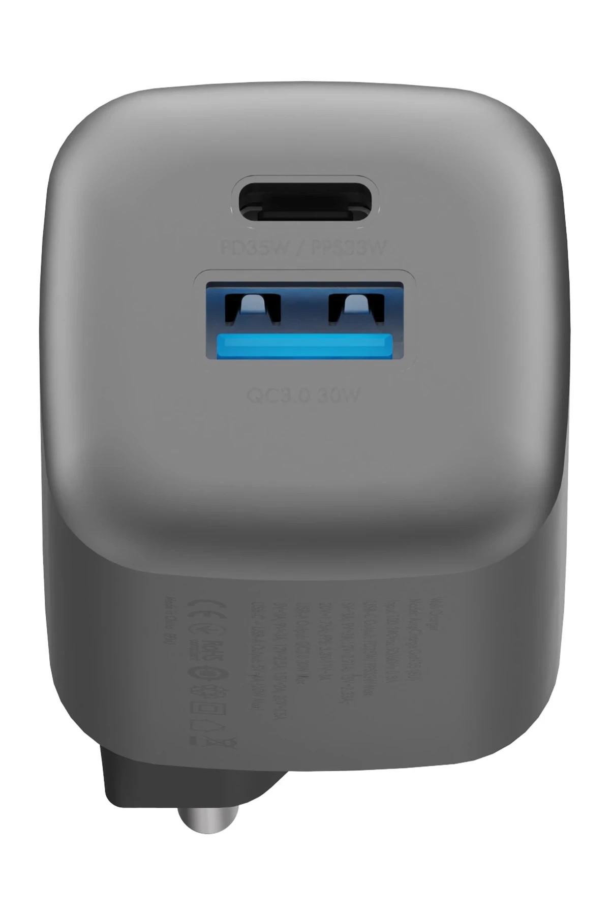 Energea AmpCharge GaN35 35W Type-C ve 30W USB 3.0 Çıkışlı Hızlı Şarj Aleti 
