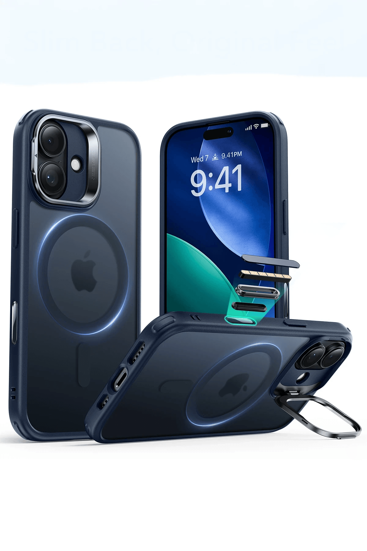 ESR Classic Hybrid Matte Magsafe Standlı Kapak - iPhone 17 - Mavi