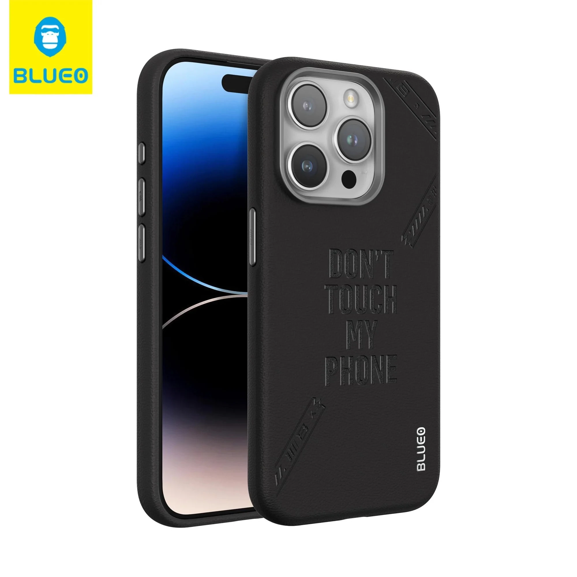 Blueo 14 Pro Max Uyumlu Siyah Premium Deri Magsafe Kılıf