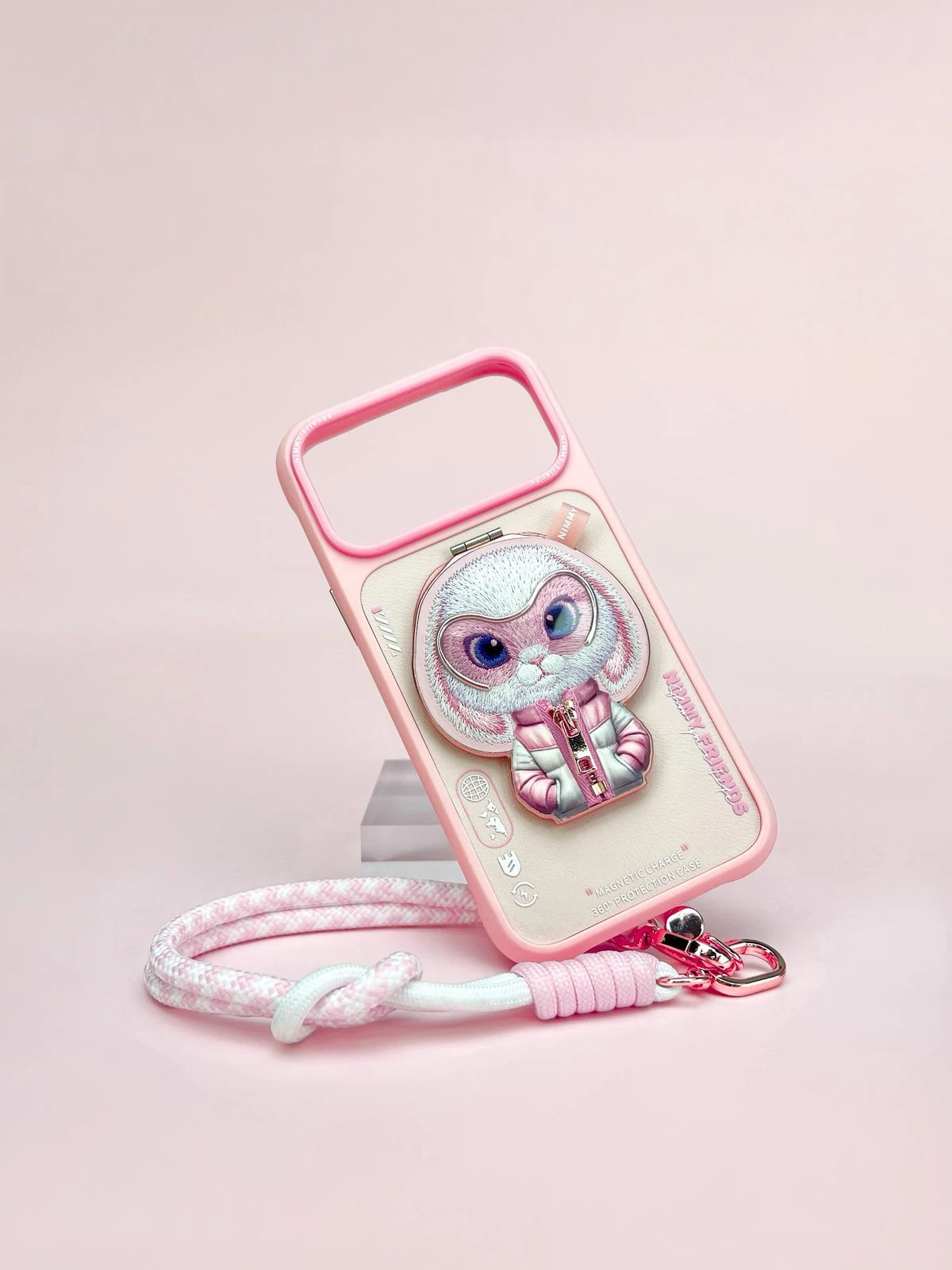 Nimmy MagSafe Özellikli Pembe Tavşan Aparatlı Cool And Cute 2.0 Telefon Kılıfı - iPhone 17 Pro