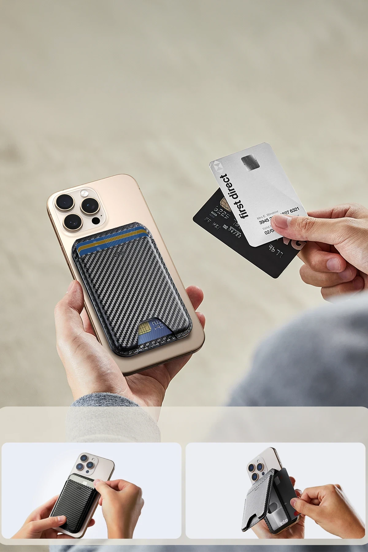 ESR HaloLock Vegan Deri Magsafe Stant Özellikli Karbon Kartlık 