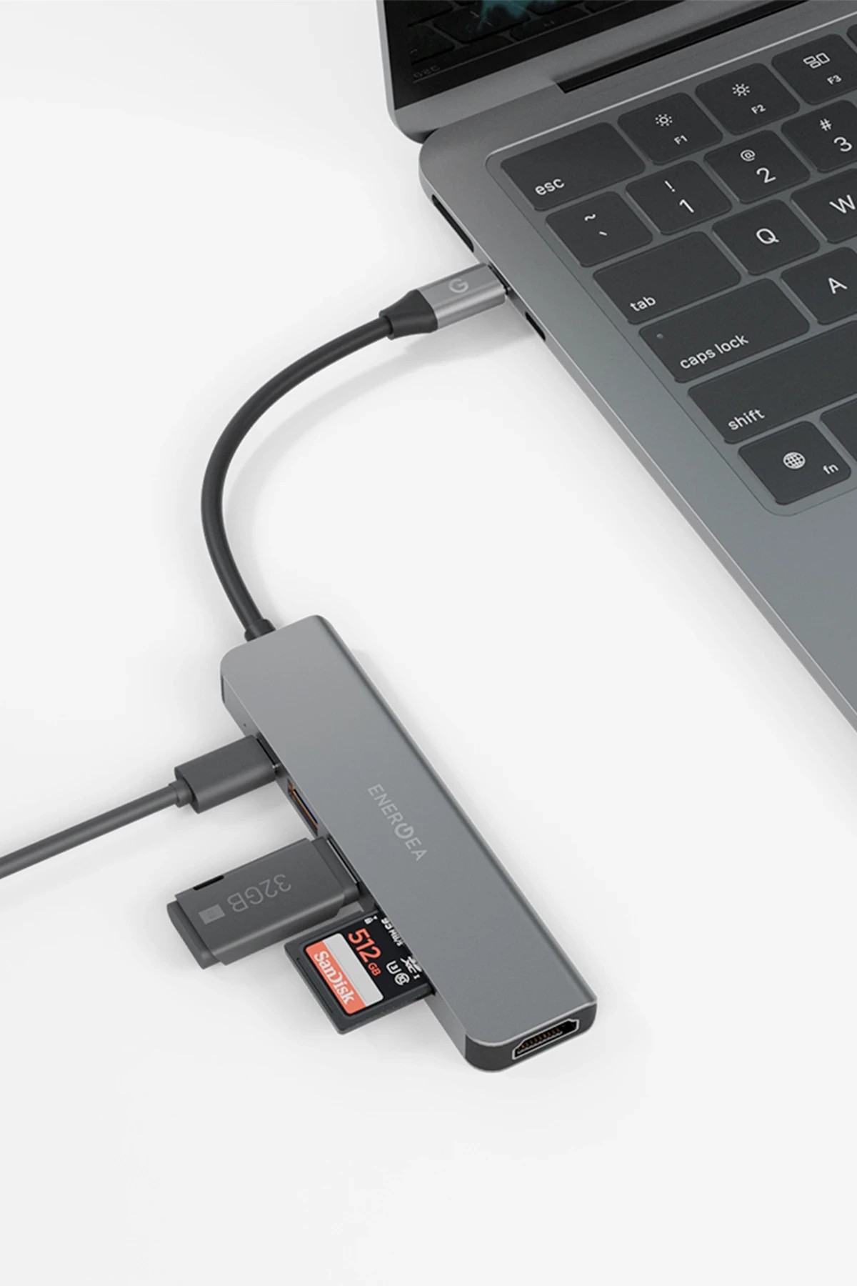 Energea AluHub HD3 60W Type-C PD Şarj Destekli 6in1 4K Hub Dönüştürücü