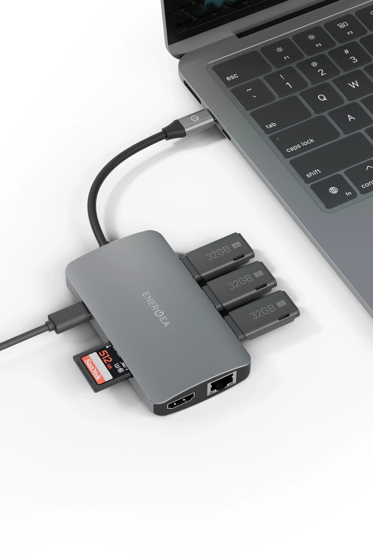 Energea AluHub HD3 60W Type-C PD Şarj Destekli 6in1 4K Hub Dönüştürücü