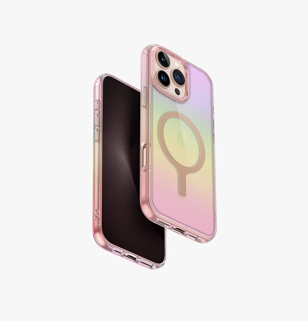 Uniq Iridescia Holographic Magsafe Kılıf - iPhone 16 Pro  - Pembe