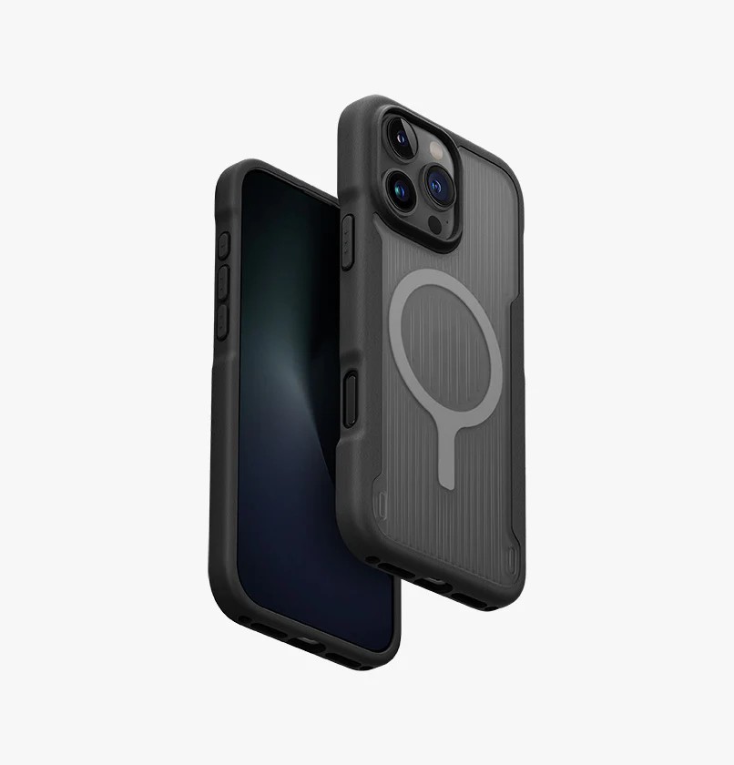 Uniq Combat Active Serisi Rugged Magsafe Bumper Kılıf - iPhone 16 Pro  - Siyah - Gri