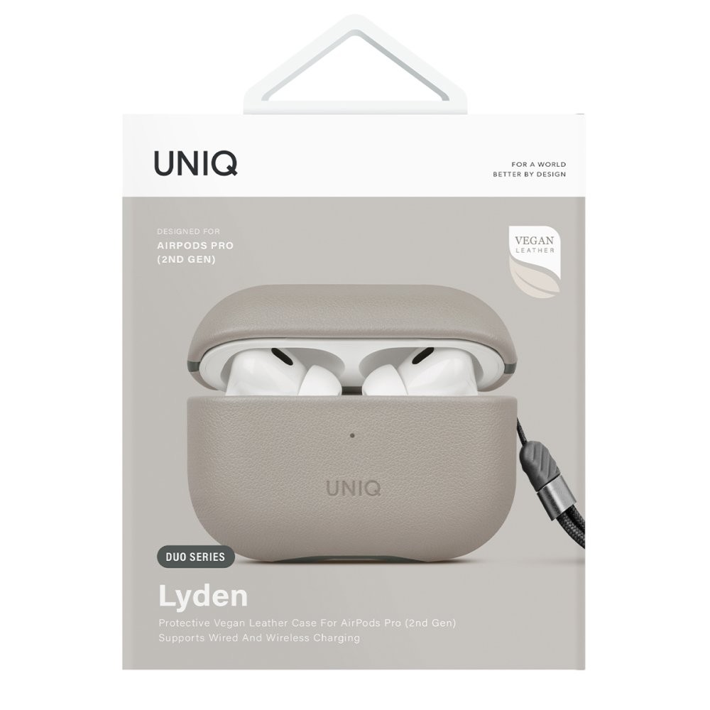 Uniq Airpods Pro 2 (2.nesil) Lyden DS Deri Kılıf  - Gri