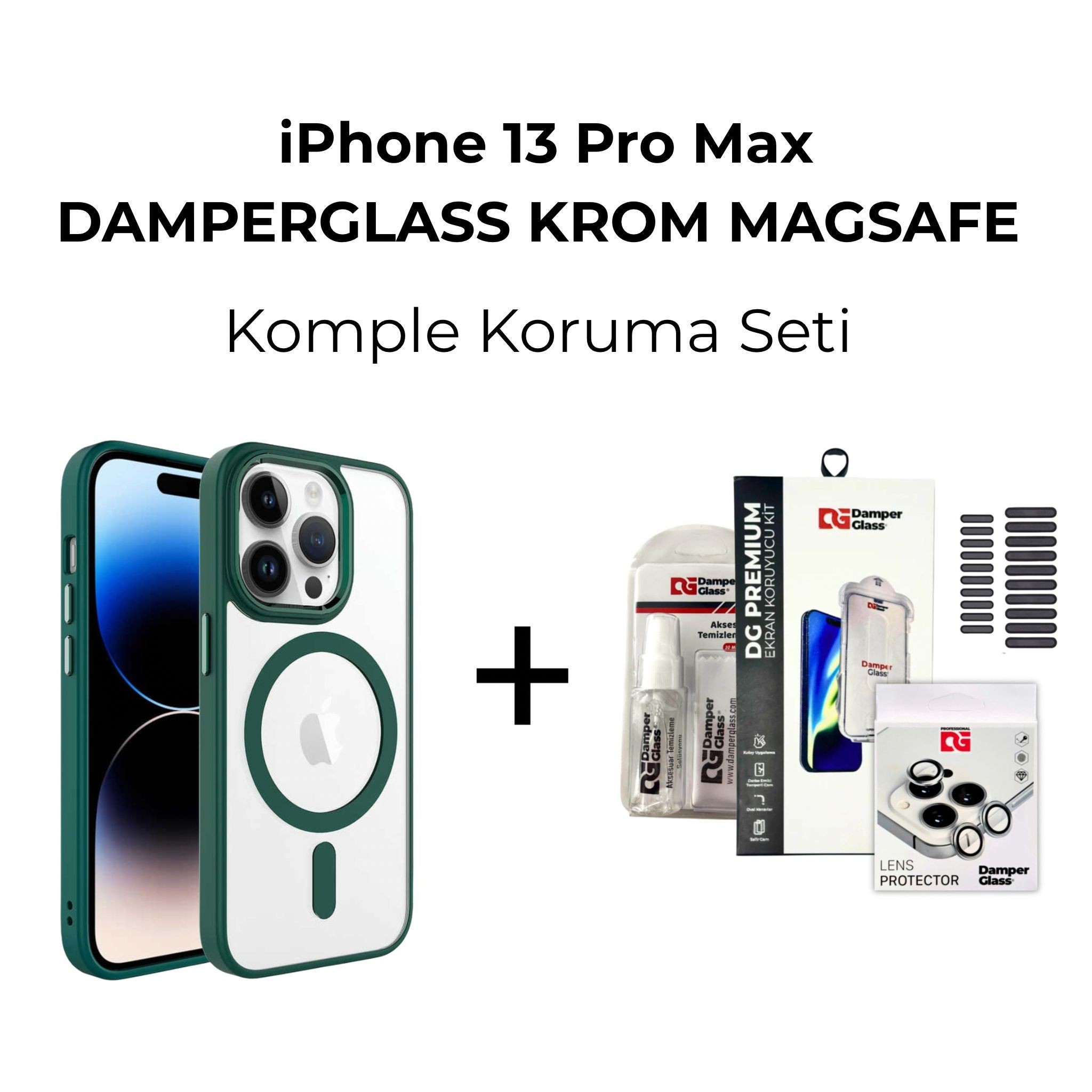 DamperGlass Krom Magsafe Komple Koruma Kombini - iPhone 13 Pro Max