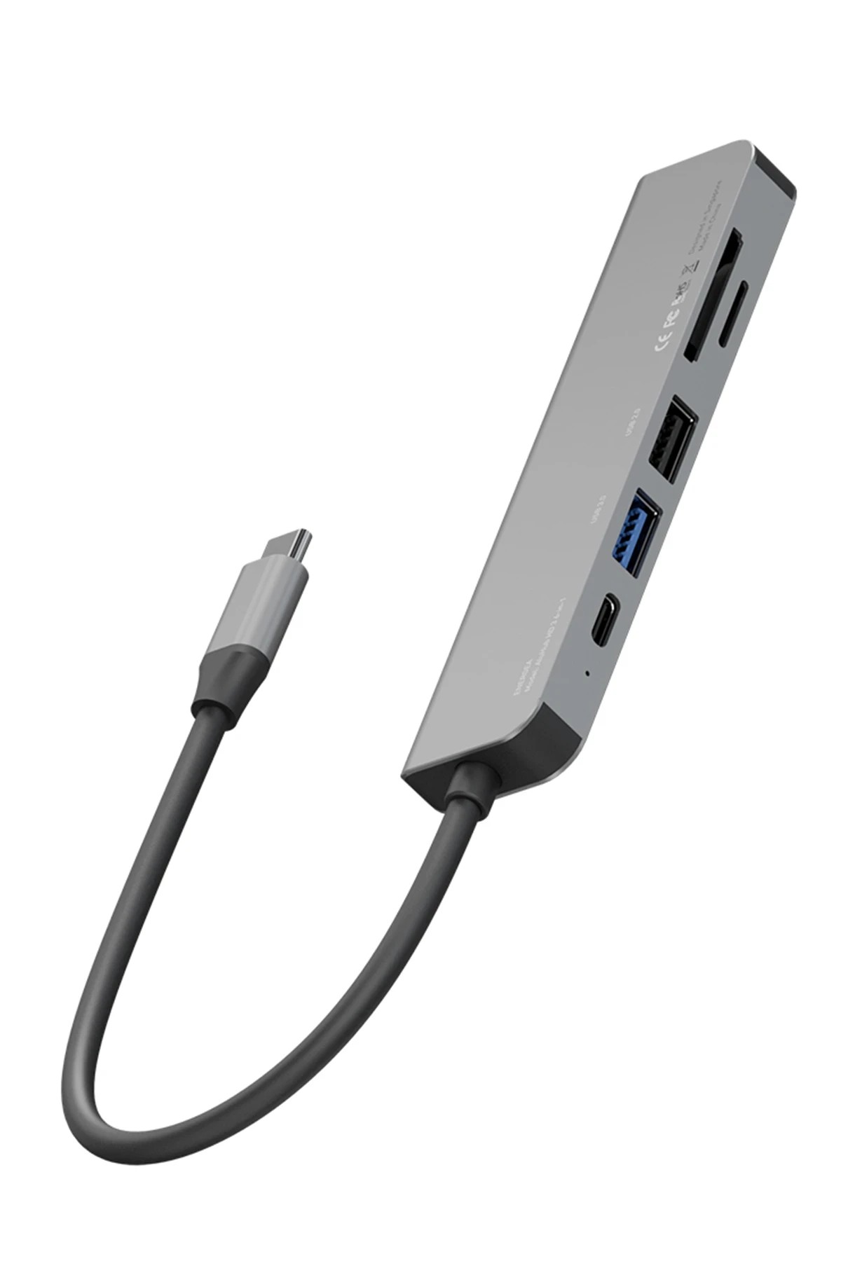 Energea AluHub HD3 60W Type-C PD Şarj Destekli 6in1 4K Hub Dönüştürücü