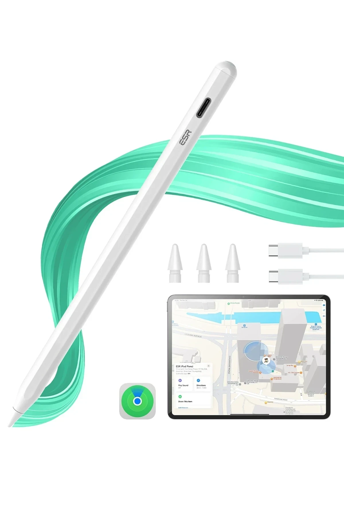 ESR Geo iPad için Apple Find My Özellikli Dijital Dokunmatik Kalem