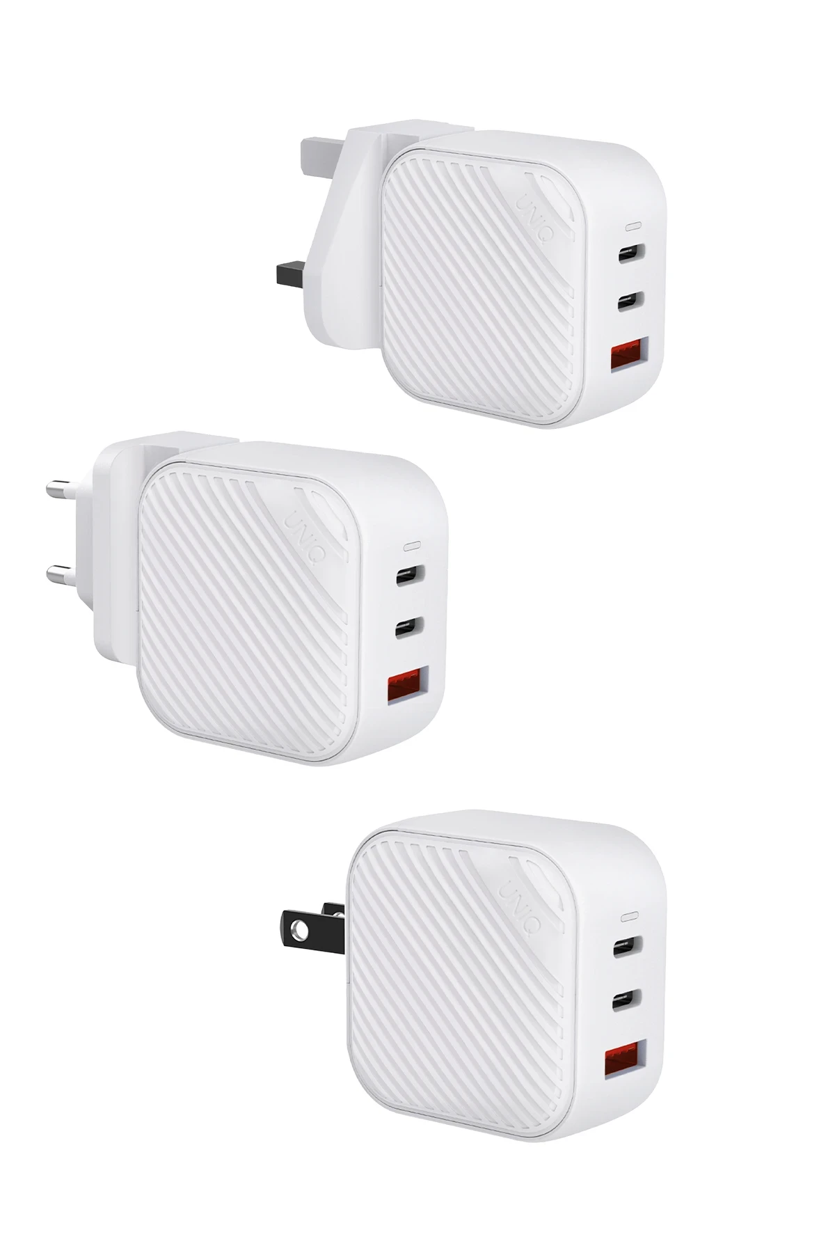 Uniq Verge Pro GaN66 2 Adet 65W Type-C ve 1 Adet 36W USB 3.0 Çıkışlı Hızlı Şarj Aleti