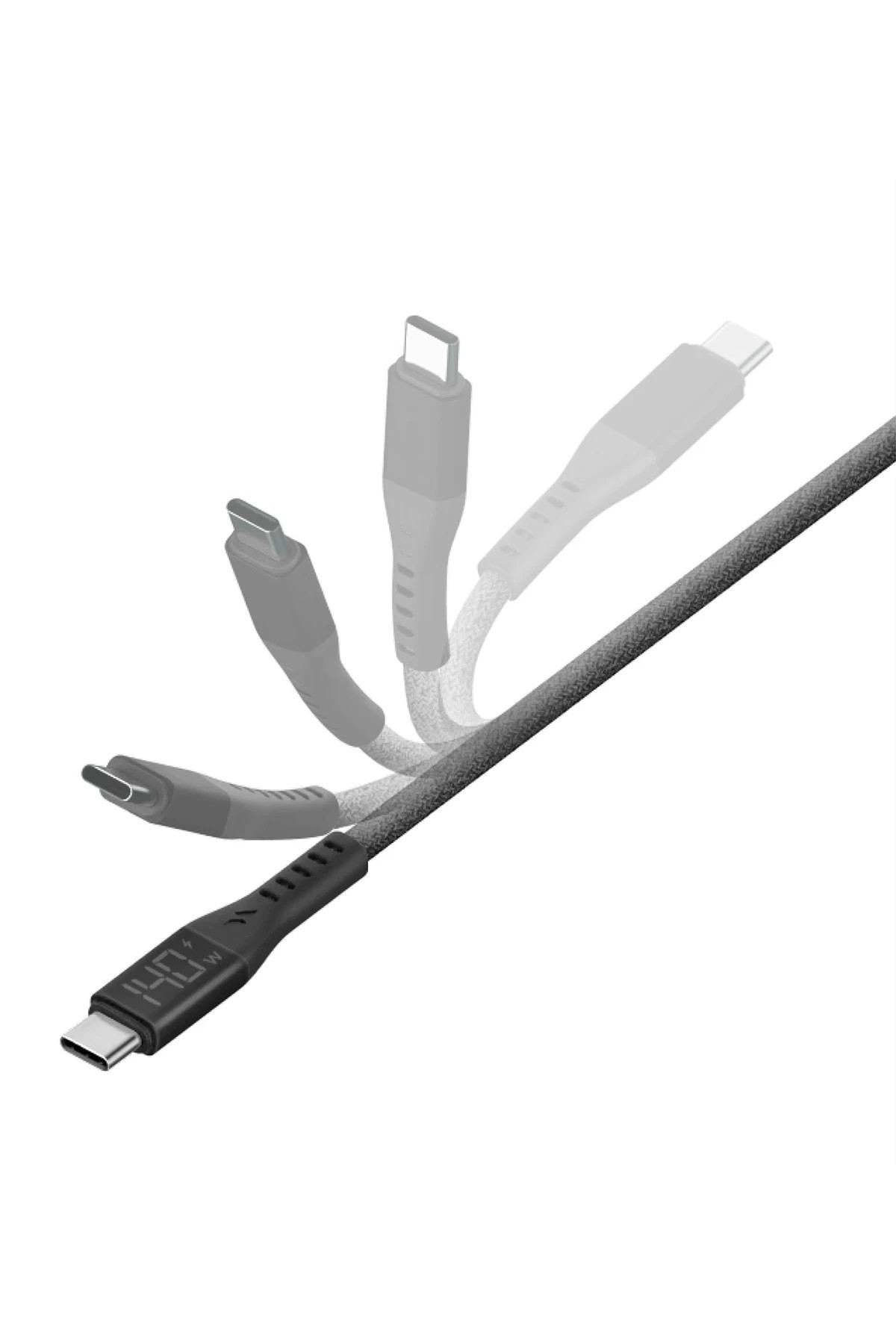 Energea Flow 1.5M 240W Dijital Göstergeli Type-C to Type-C PD Hızlı Şarj Kablo 