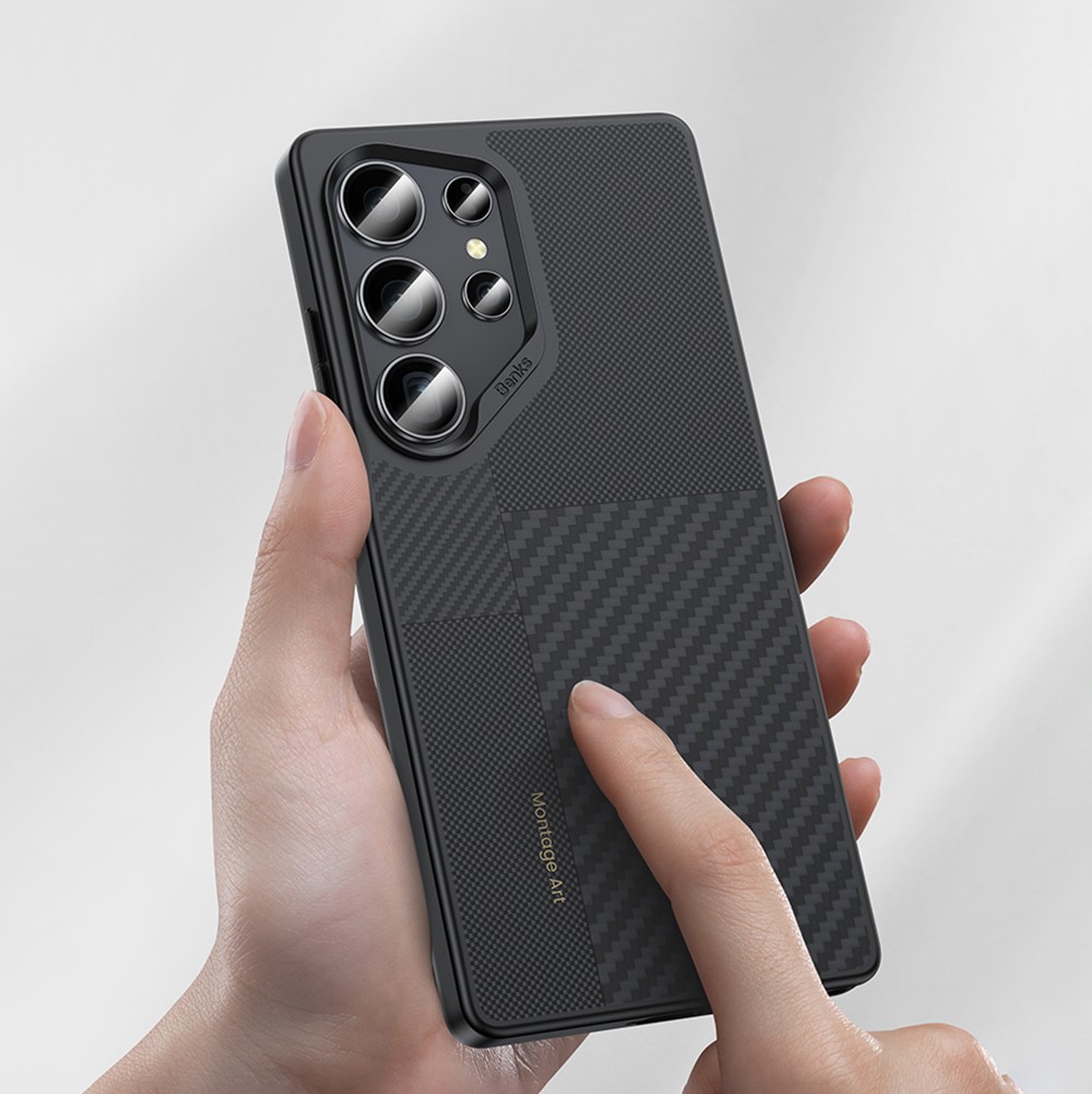 Galaxy S25 Ultra Kılıf Magsafe Şarj Özellikli Karbon Fiber Benks Montage Hybrid ArmorPro Kevlar Kapak