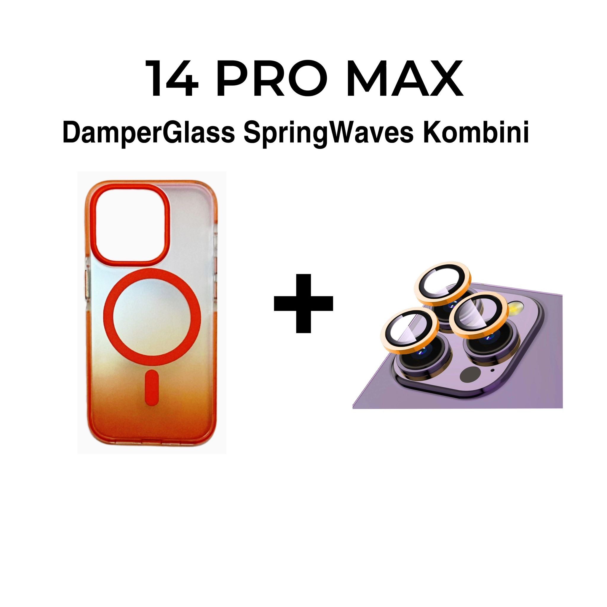 DamperGlass SpringWaves Serisi Turuncu Kombini for 14 Pro Max
