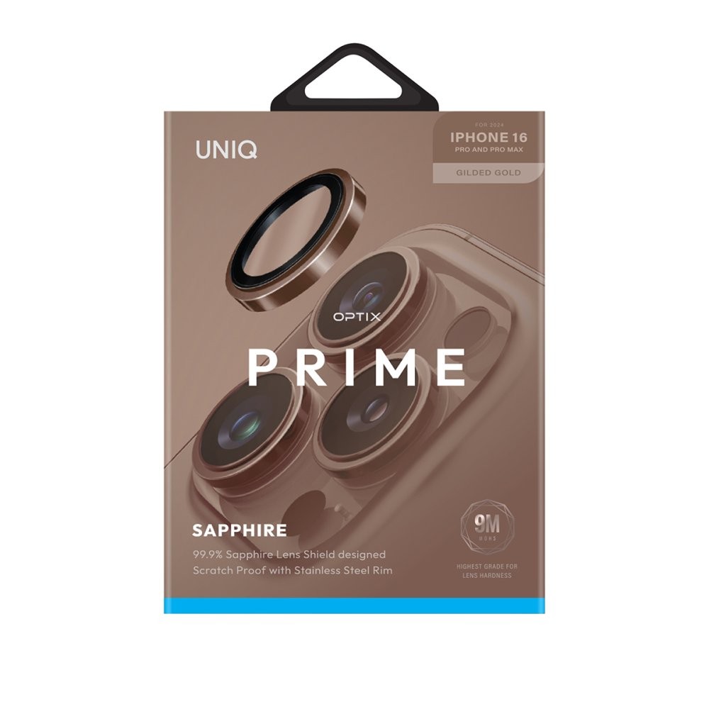 Uniq iPhone 16 Pro / 16 Pro Max Optix Çelik Çerçeveli Sapphire Kamera Lens Koruyucu