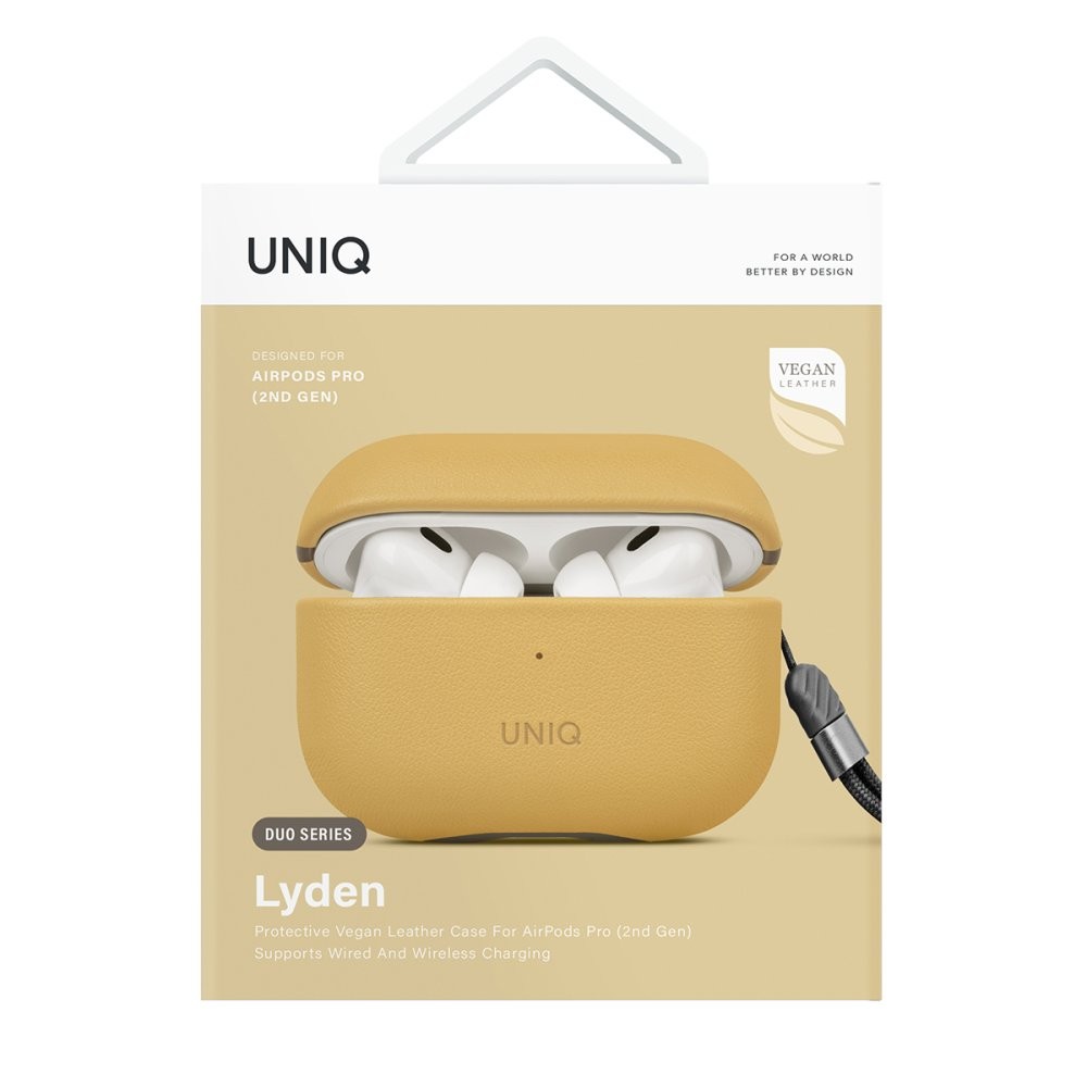 Uniq Airpods Pro 2 (2.nesil) Lyden DS Deri Kılıf  - Sarı