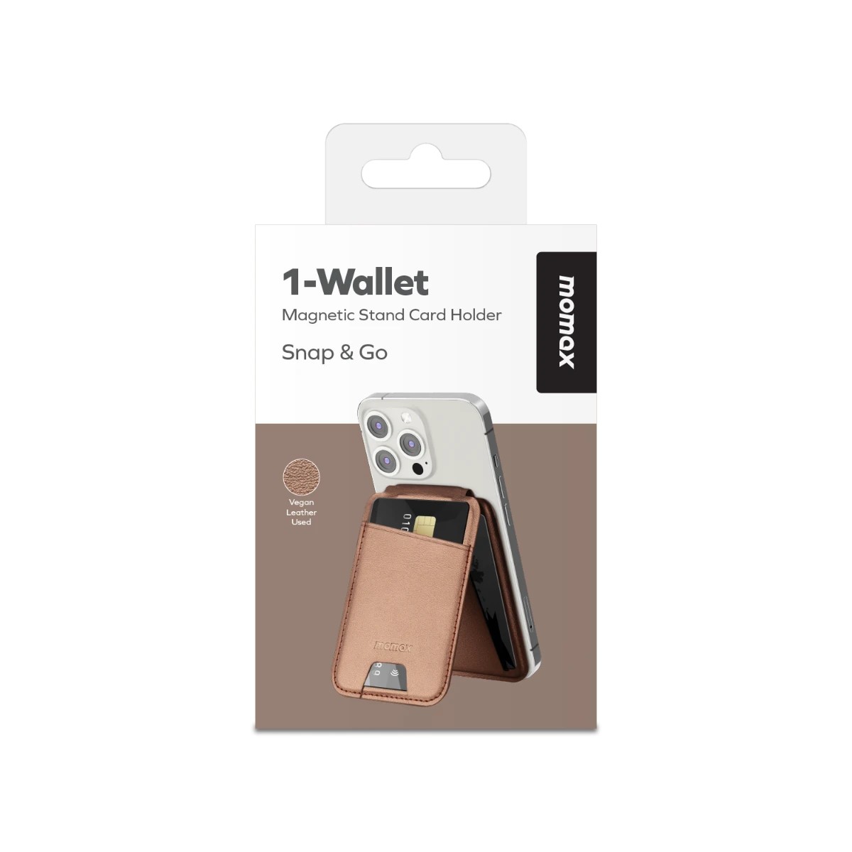 MOMAX Wallet Magnetic stand card holder Magsafe Kartlık - Çöl Titanyum 