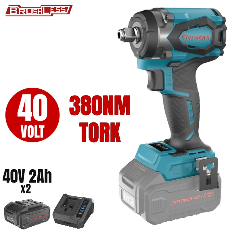KÖMÜRSÜZ AKÜLÜ SOMUN SIKMA VE TORKLU VİDALAMA 1/2''   Lİ-İON 40V +( 2.0 ah AKÜ 2 ADET)+(Hızlı Şarj Cihazı)