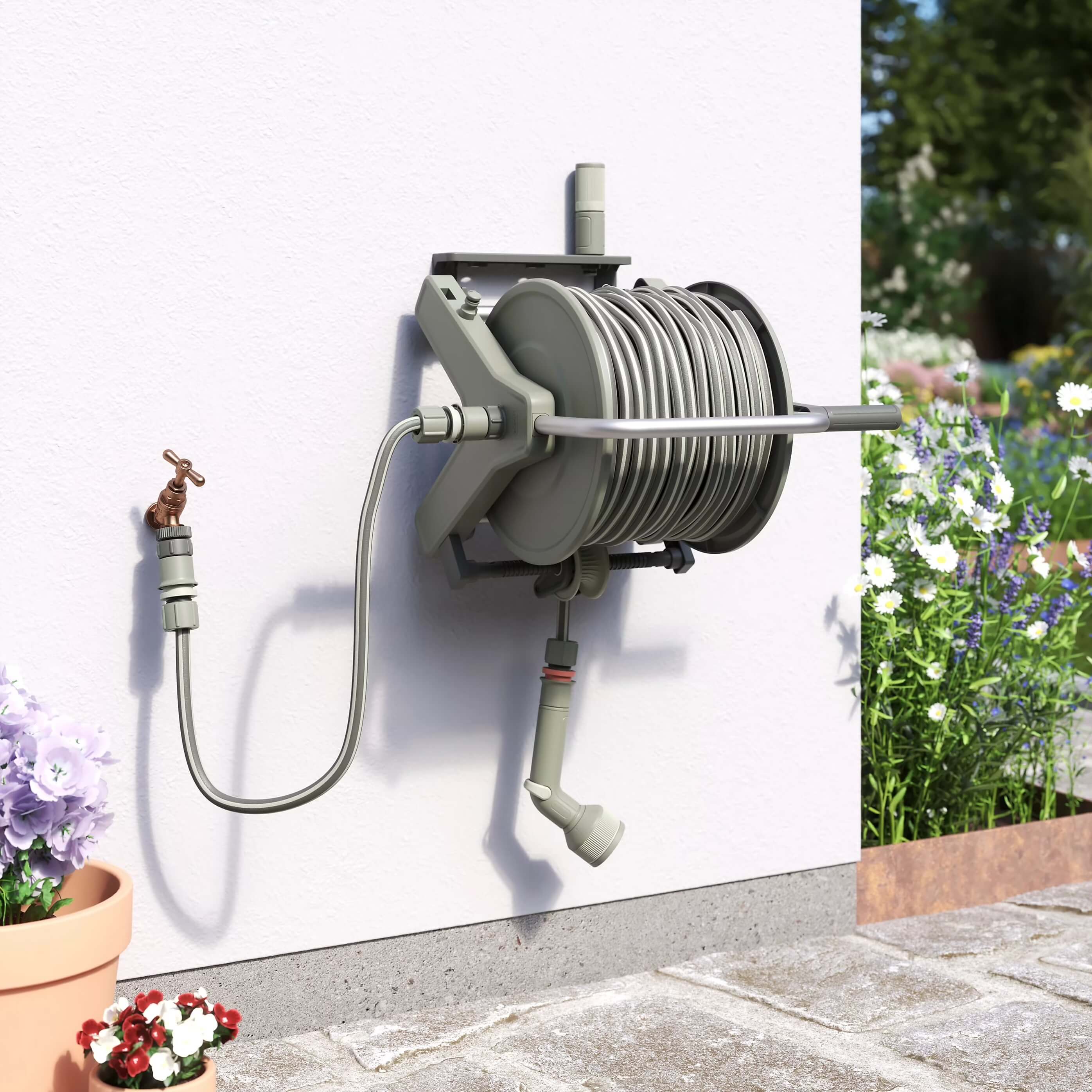 Duvara Monte Hortum Makarası Seti 25 Metre