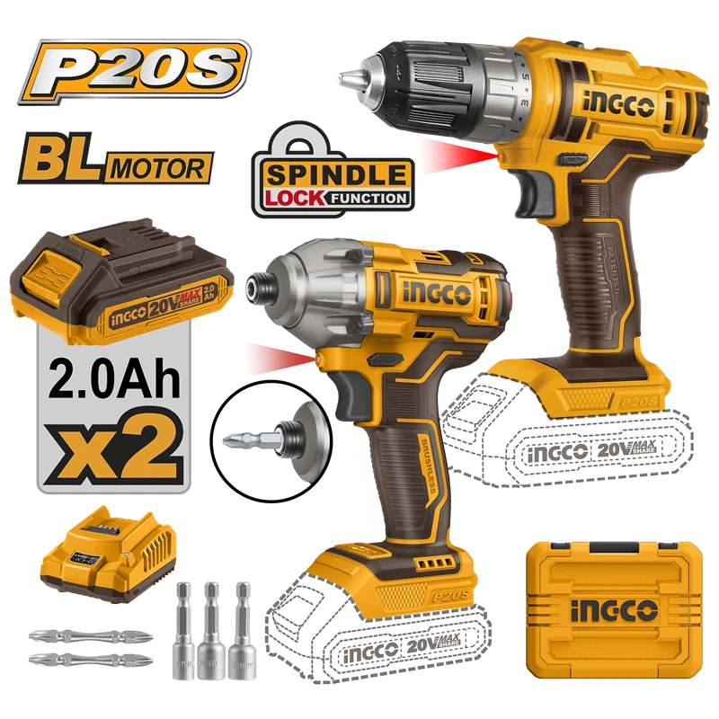 Li-ion Akülü 2 li Kombo Set - Matkap ve Vidalama 20V 2