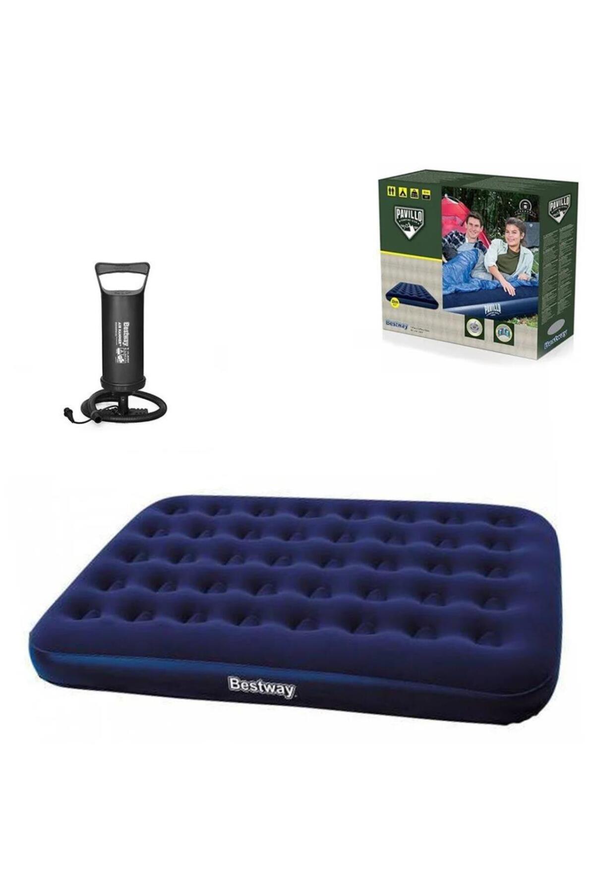 67002 Flocked Blue Çift Kişilik Şişme Yatak