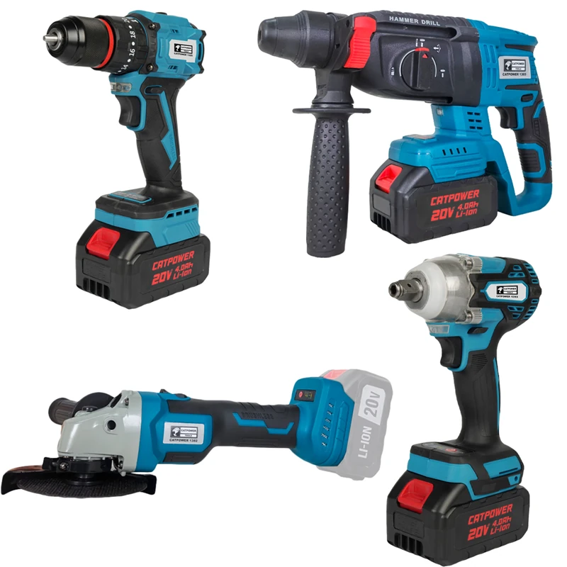 KÖMÜRSÜZ AKÜLÜ SET: DARBELİ VİDALAMA / KIRICI-DELİCİ / AVUÇ TAŞLAMA / SOMUN SIKMA 20V Lİ-İON