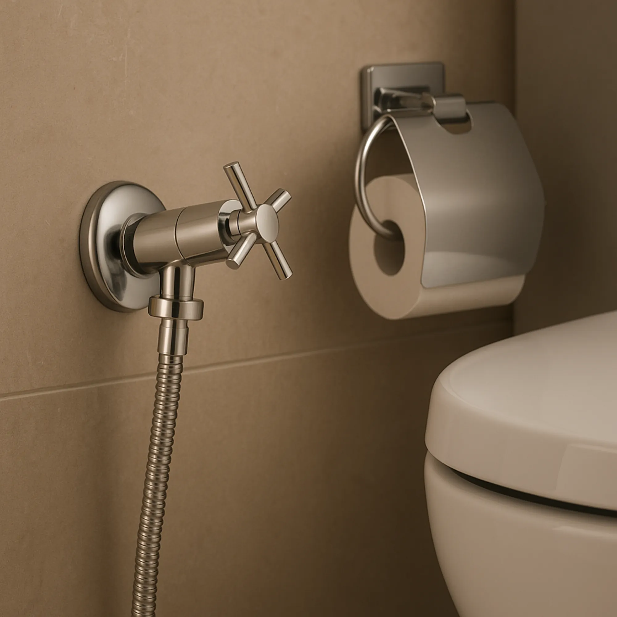 4 Çubuk Paslanmaz Krom Taharet Musluğu (Aç-Kapa) 5 Yıl Garantili