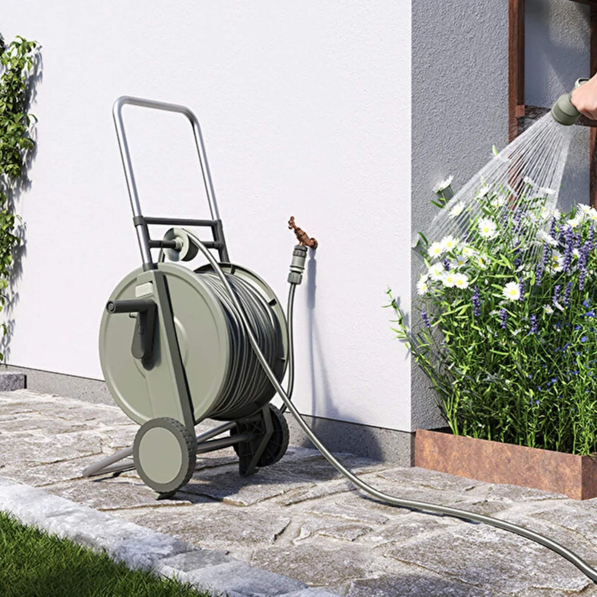 Tekerlekli Hortum Arabası 60 Metre DepolamaKapasiteli