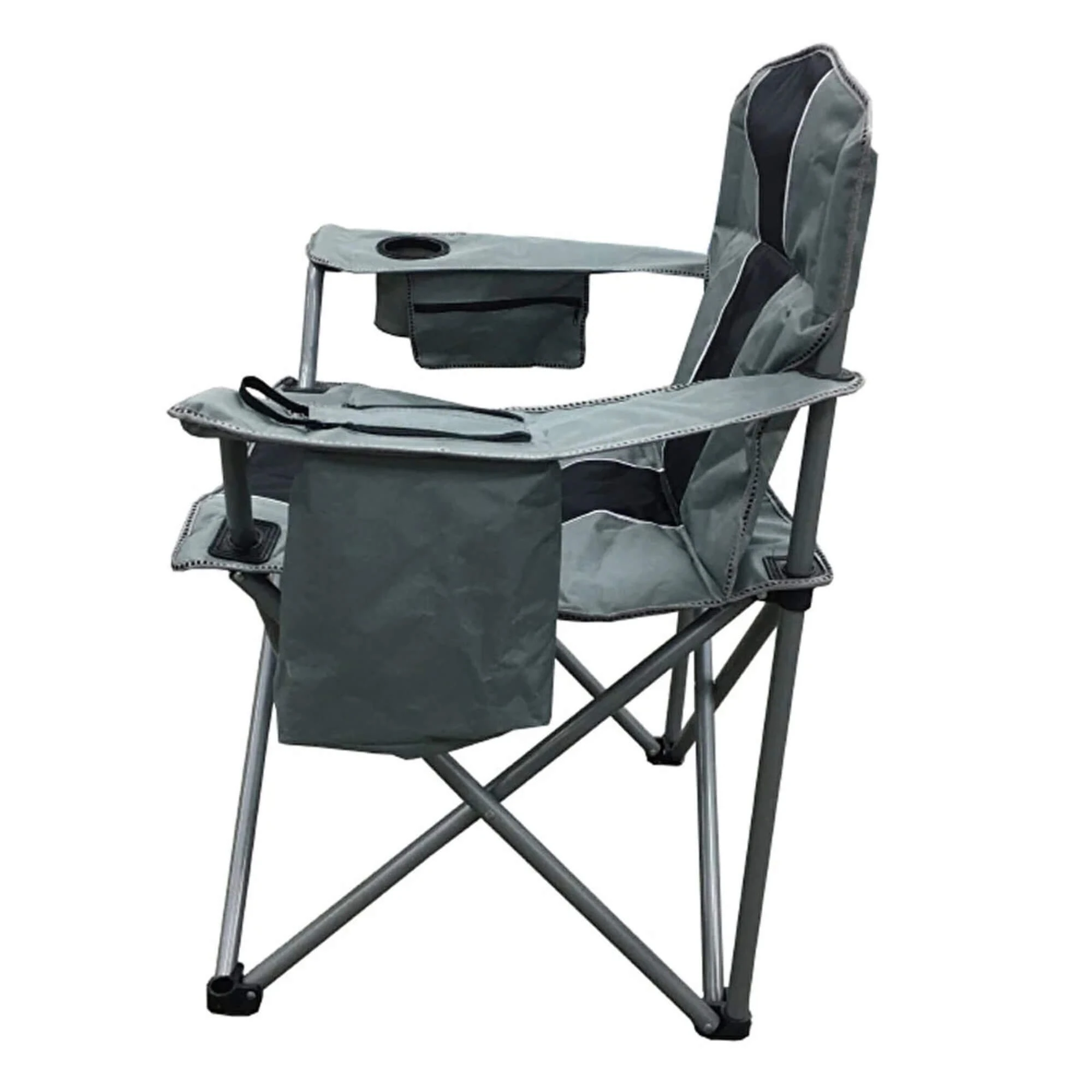 Kamp Sandalyesi Buz Çantalı Siyah Gri