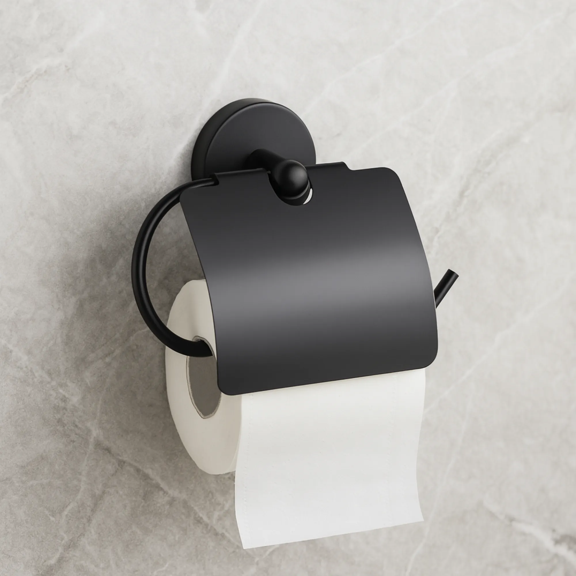 Prima Geniş Kapaklı Siyah Tuvalet Kağıtlığı 5 Yıl Garantili