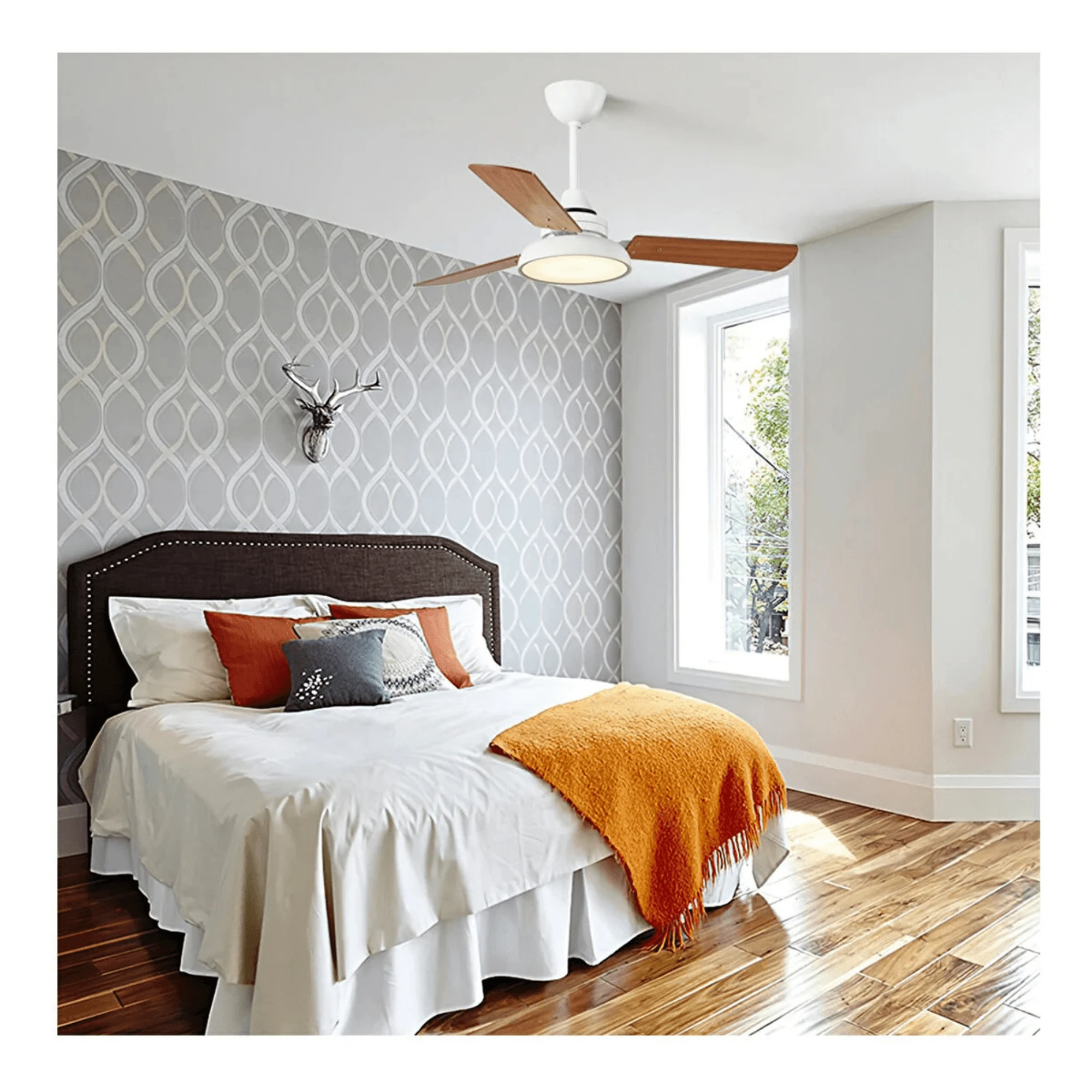 3 Kanatlı Led Işıklı Mat Beyaz 107Cm Tavan Vantilatörü