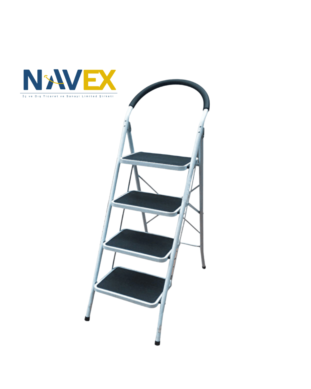 Navex 4 Basamaklı Katlanabilir Kaymaz Tabanlı Dengeli Geniş Merdiven