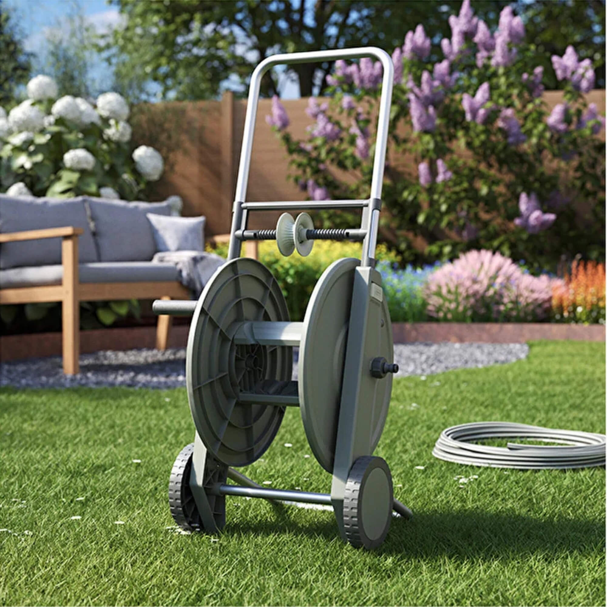 Tekerlekli Hortum Arabası 60 Metre DepolamaKapasiteli