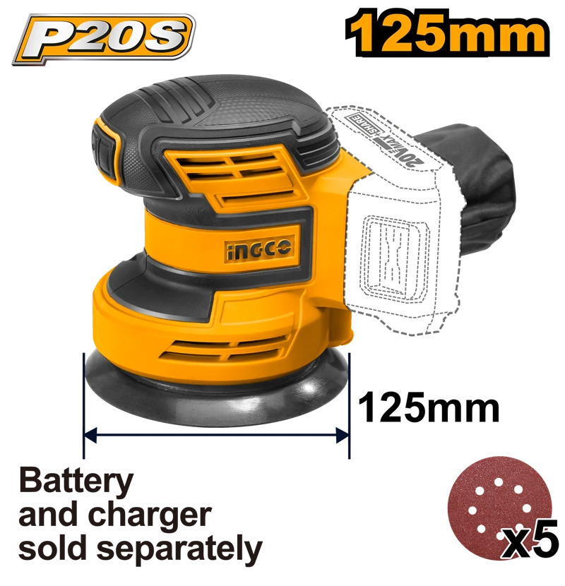 Li-ion Akülü Eksantrik Zımpara 20V 2.0Ah